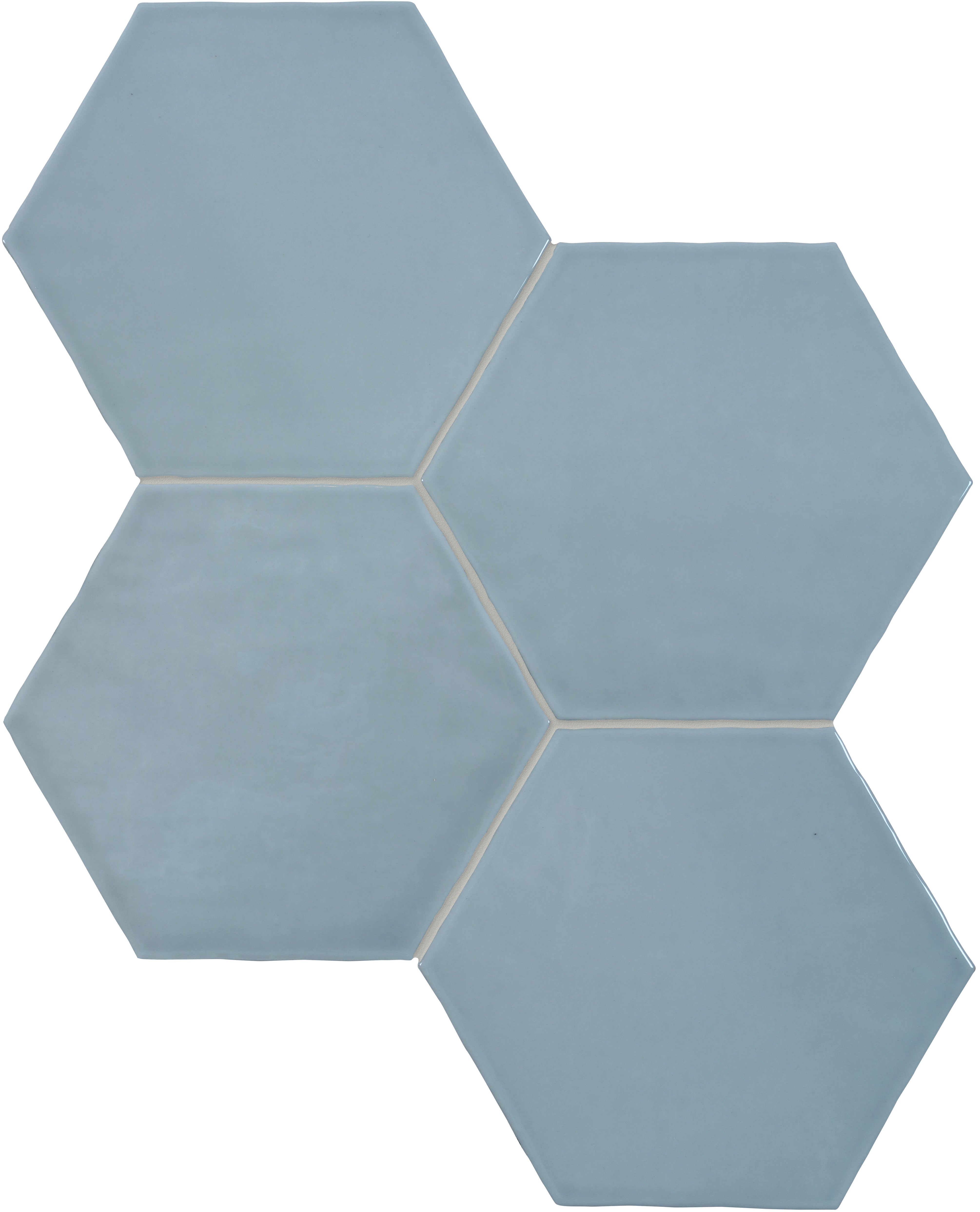 TERAMODA: Sky Hexagon Hexagon Ceramic Field Tile (6"×6 13/16"×11/32" | Glossy | Pressed)