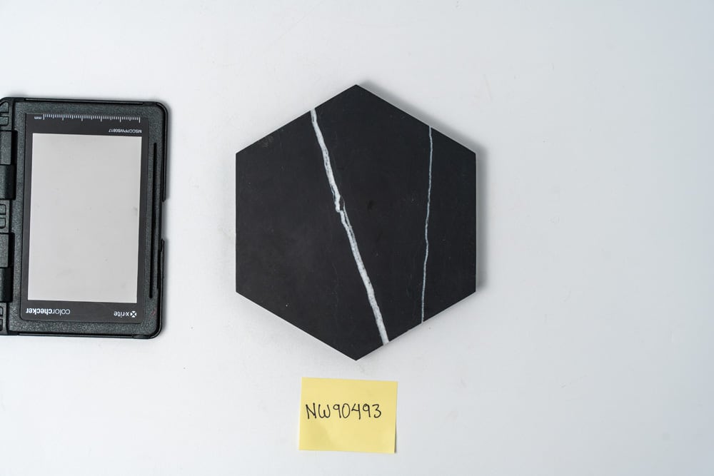 Black Hexagon Marble Field Tile (5 25/32"×5"×3/8" | honed | straight cut)