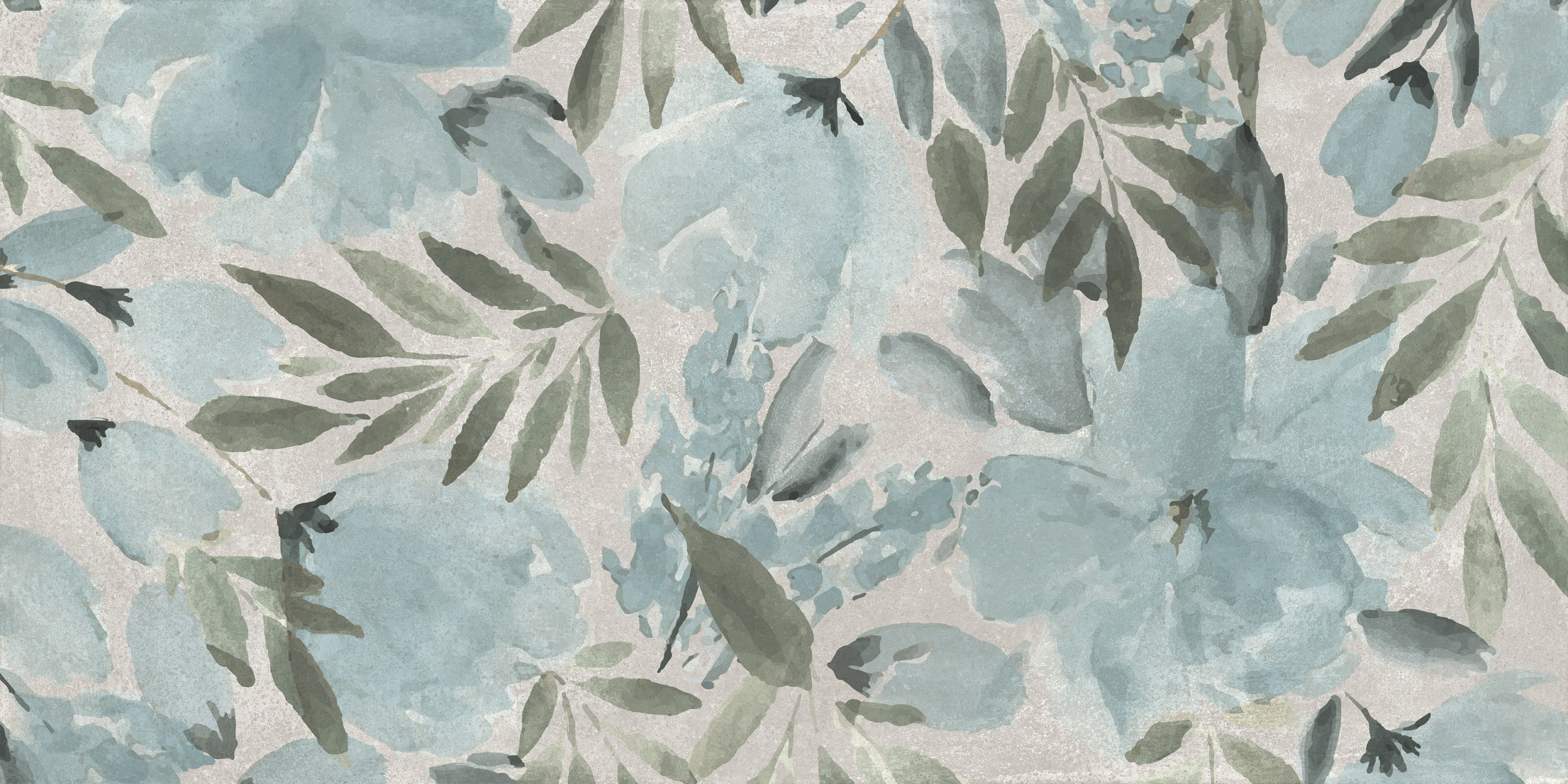 Deco Xl Blue Peony porcelain field tile, top-down product view, 24"×48"×11/32" size. Premium porcelain for floors and walls.