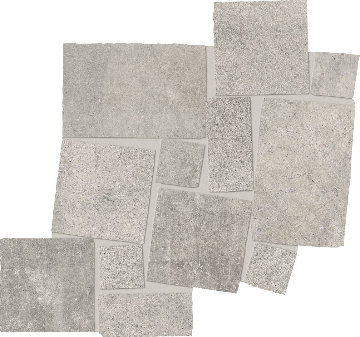 Fabrika Grey porcelain mosaic tile by Emil, 13 7/16"x13 1/2"x8.5-mm size. Premium Italian porcelain for floors and walls.