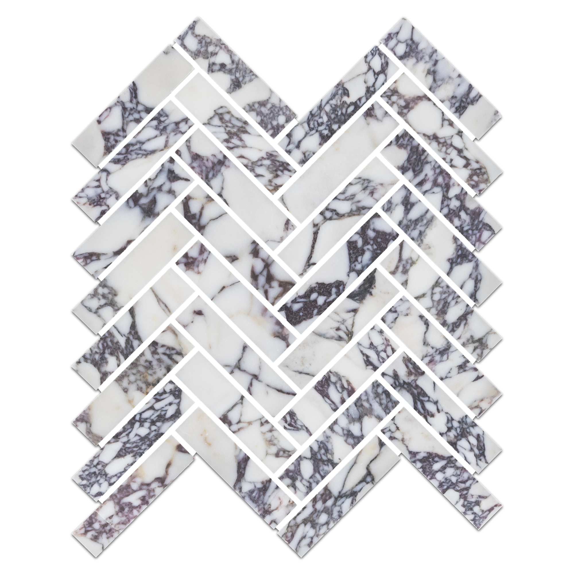 BIANCO VIOLETTA: 1X4 Herringbone Marble Field Mosaic (11 1/16"x12"x3/8" | honed)