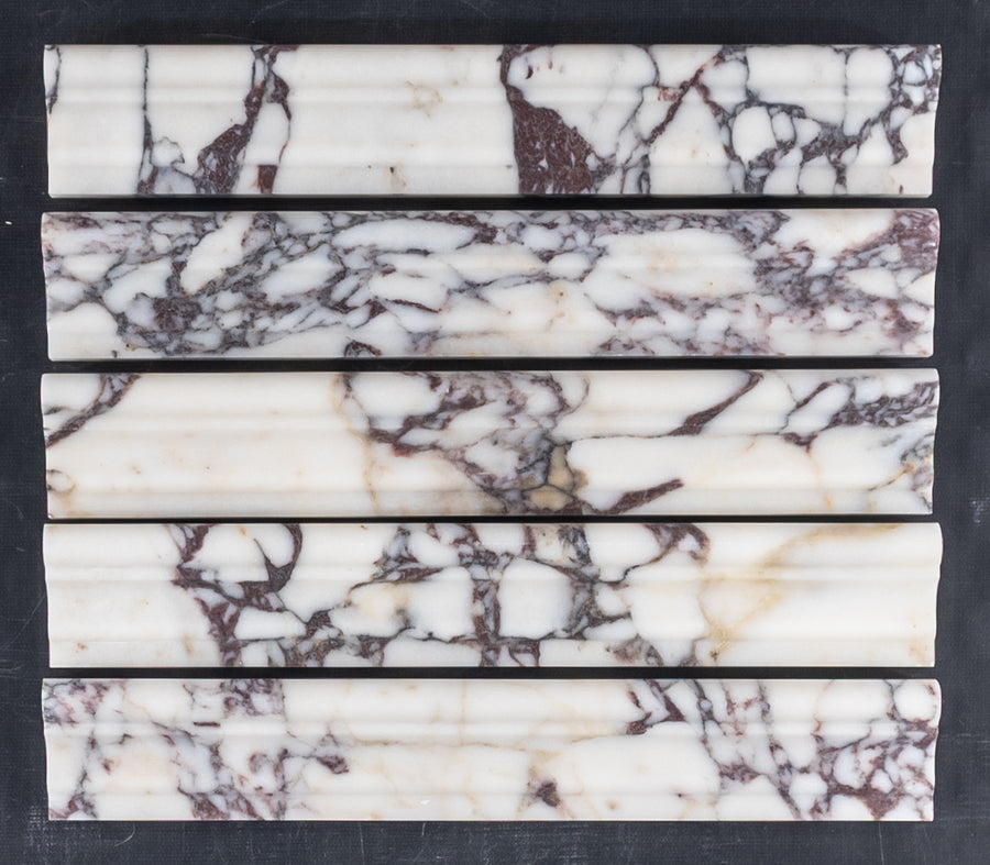 BIANCO VIOLETTA: Capital Liner Marble Tile Accessory (2"x12" | honed)