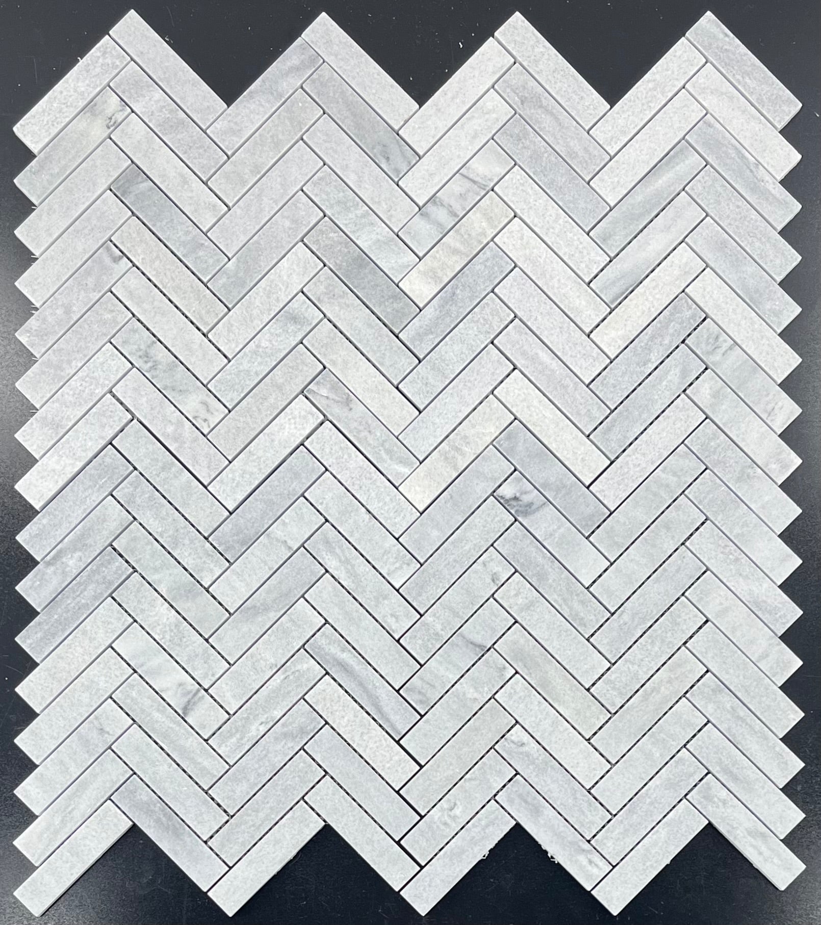 BLUE MIST: 1X4 Herringbone Marble Field Mosaic (11 1/16"x12"x3/8" | honed)