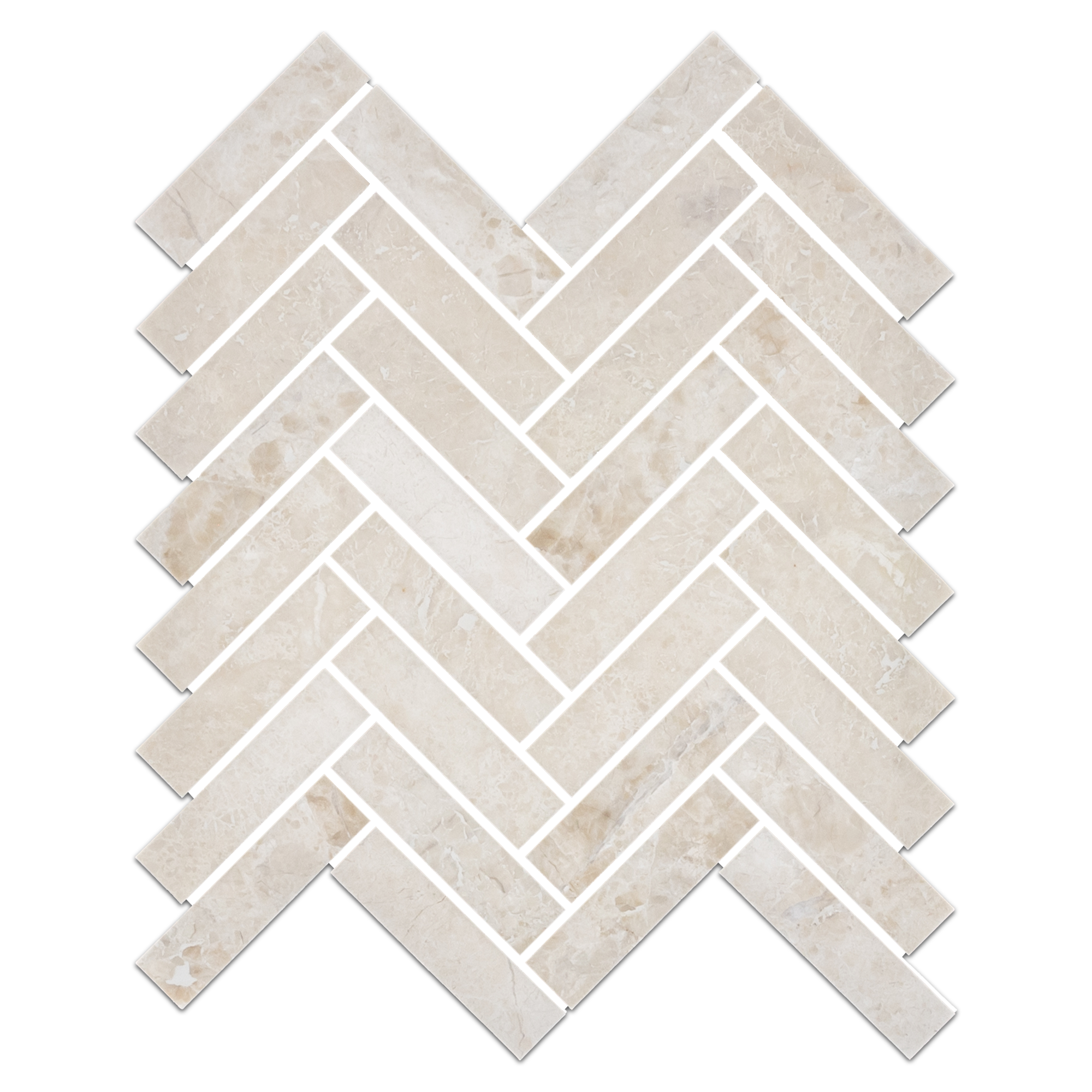 VANILLA ROYALE: 1X4 Herringbone Marble Field Mosaic (11 3/8"X12 1/2"X3/8" | Honed)
