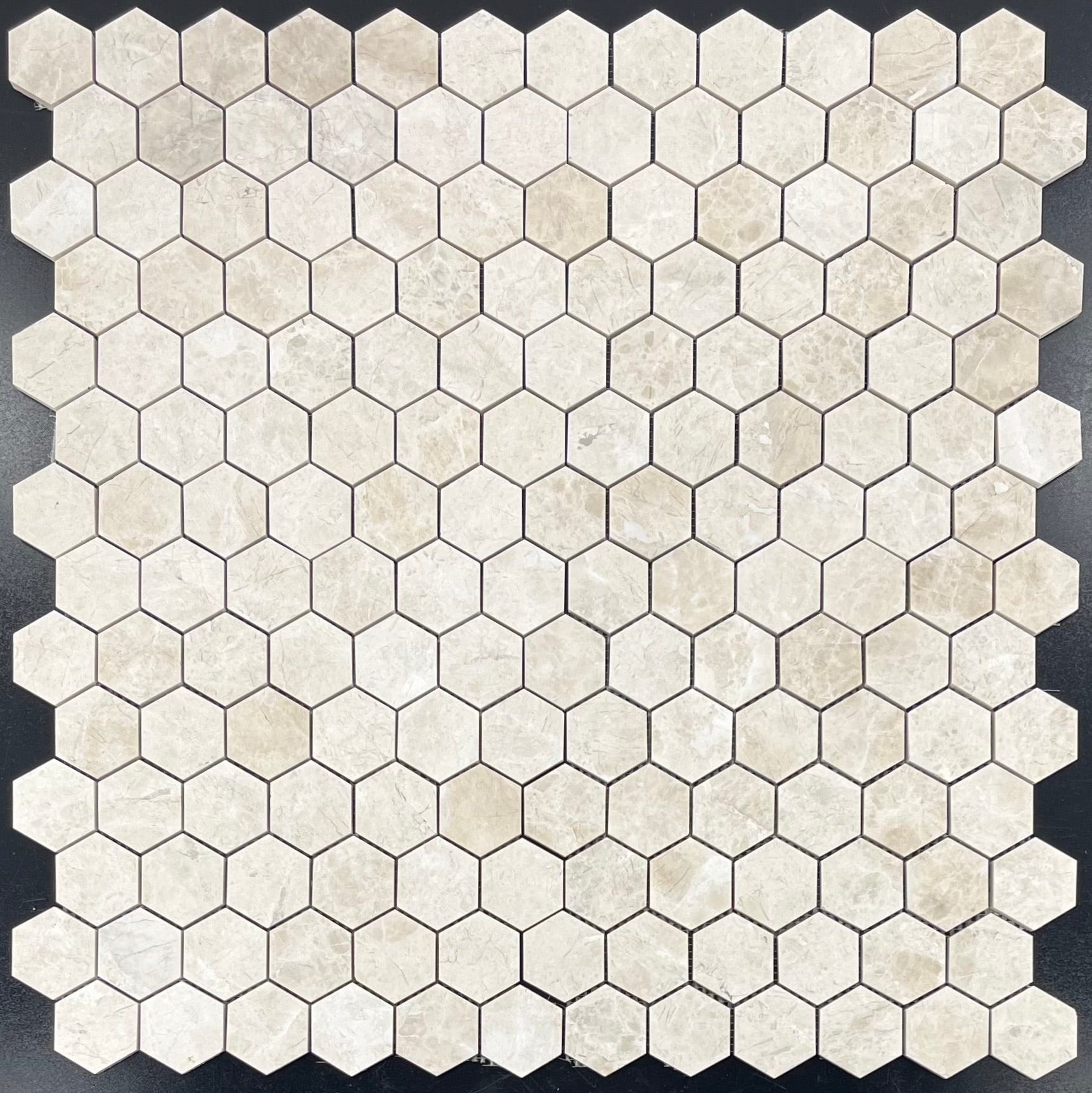 VANILLA ROYALE: 2" Hexagonal Marble Field Mosaic (11 3/4"X11 15/16"X3/8" | Honed)