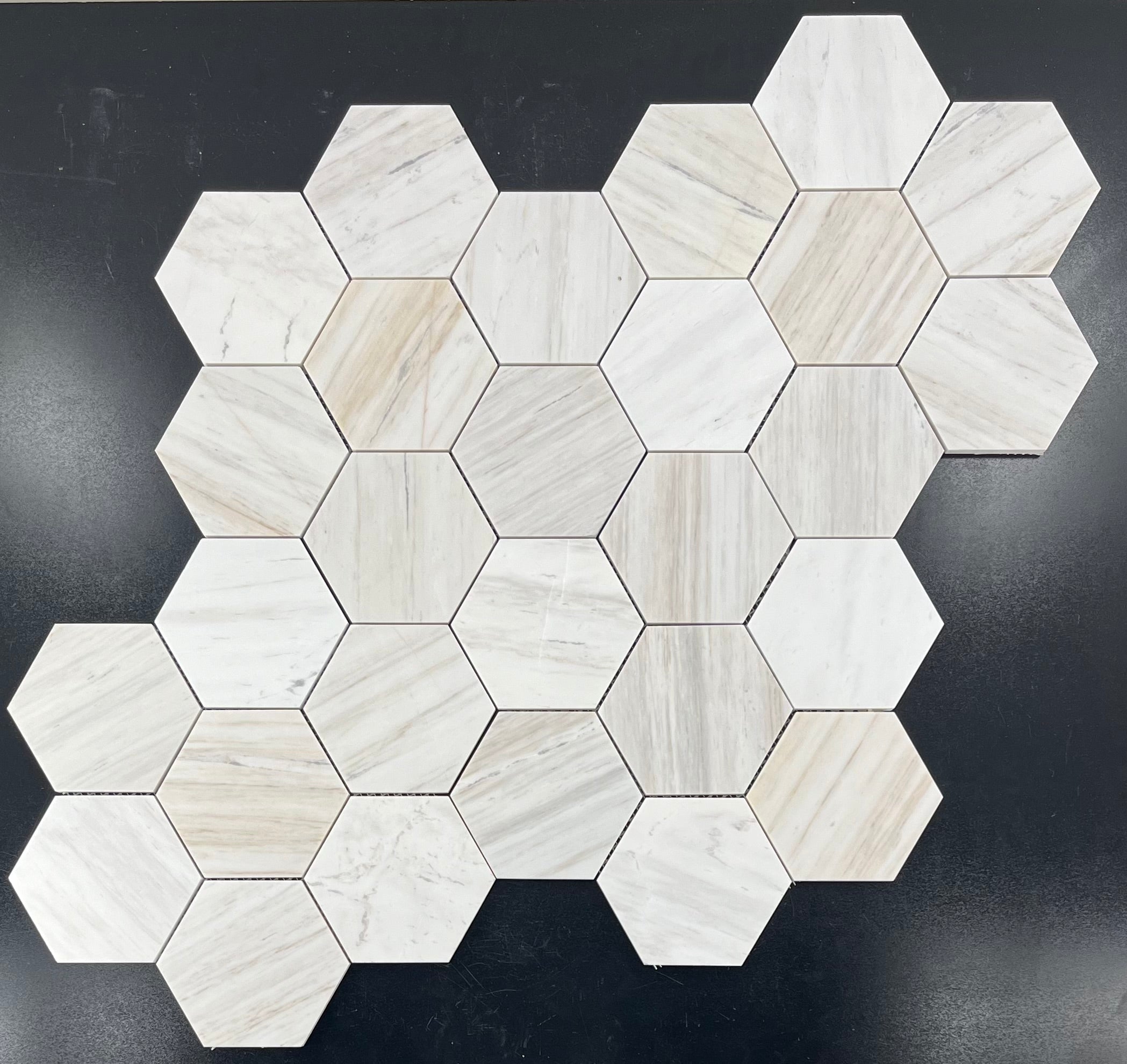 VENA D ORO: 2" Hexagonal Marble Field Mosaic (11 5/8"x12 1/4"x3/8" | honed)