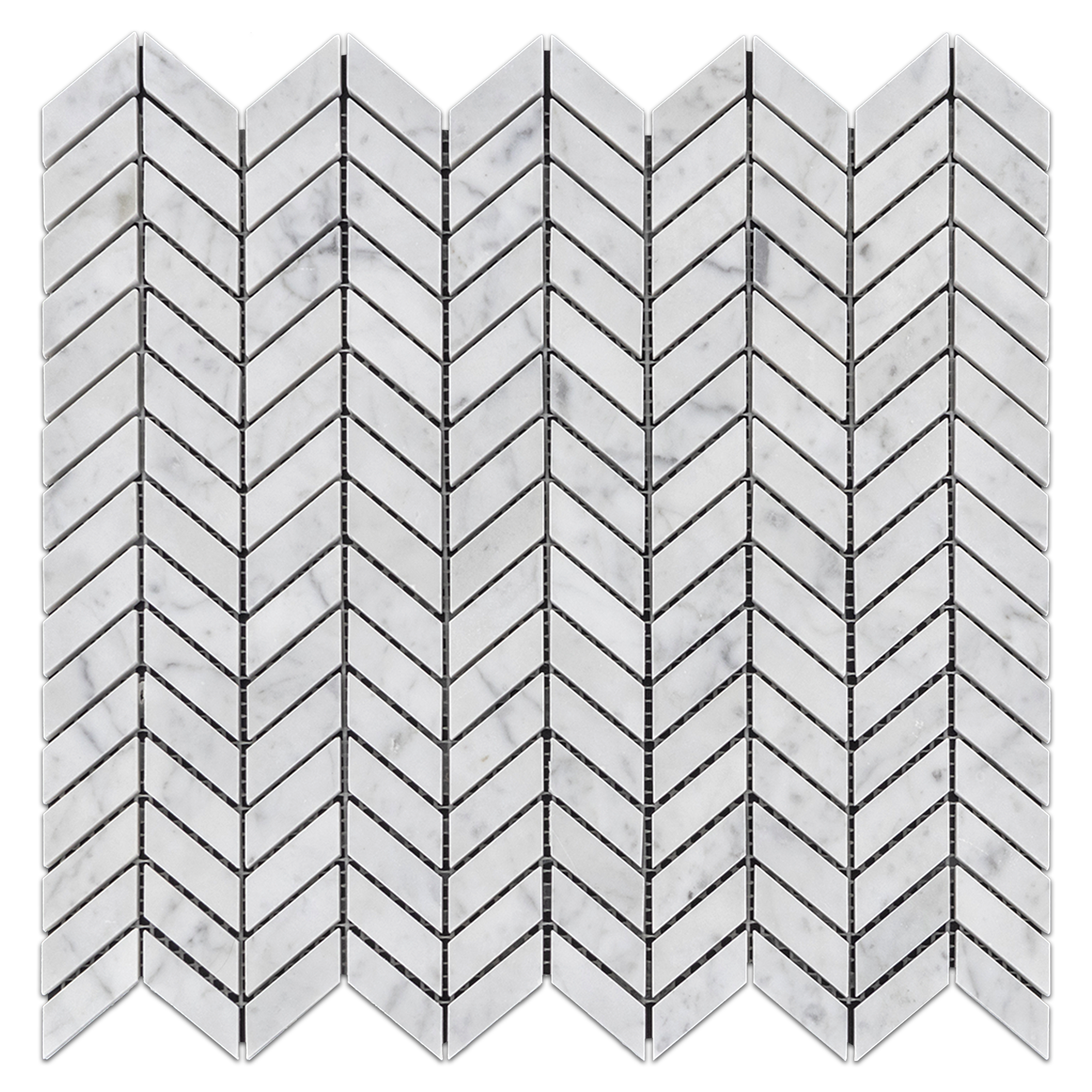 Elon Bianco Carrara Marble Petite Chevron Field Mosaic 11.5x12.1875x0.375 Honed - Surface Group International Product