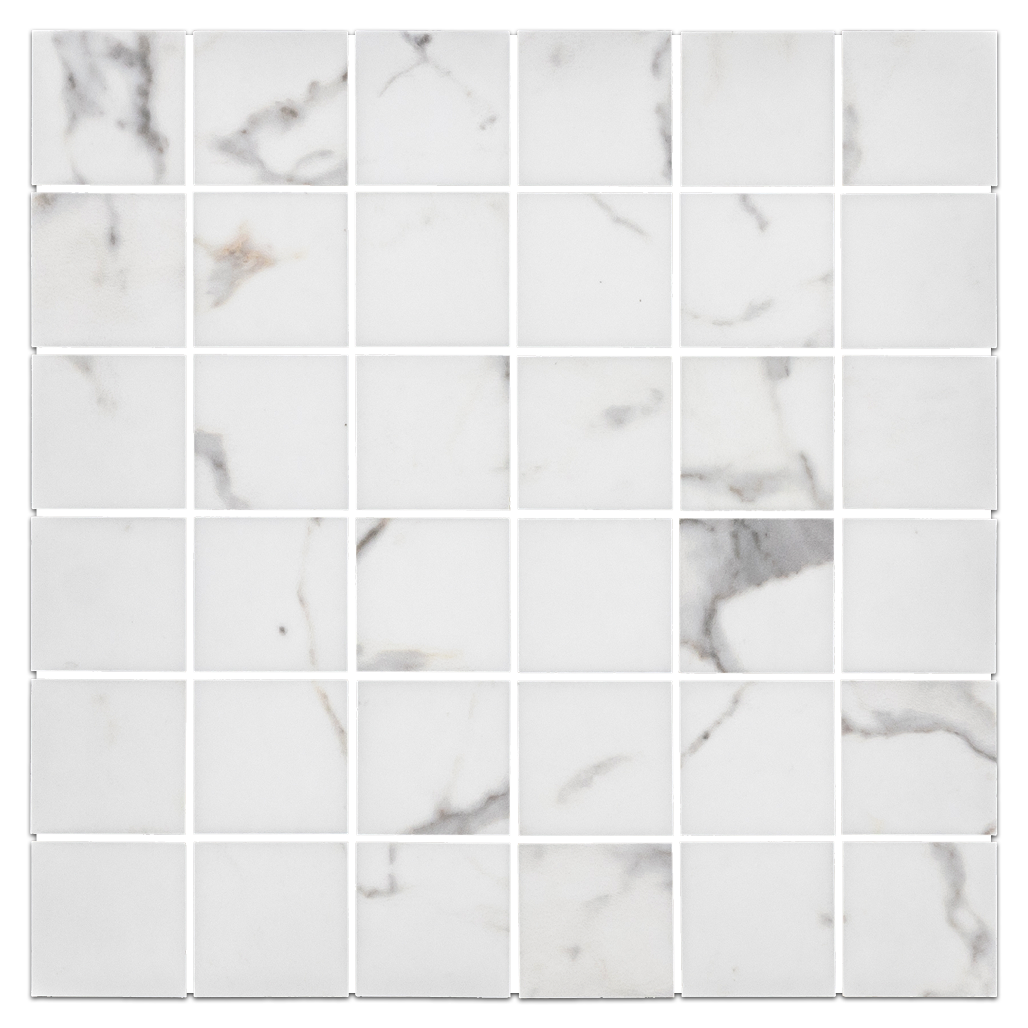 Elon Nuance Calacatta Porcelain 2x2 Straight Stack Field Mosaic 12x12x0.375 Semi Polished MP102P Surface Group International Product