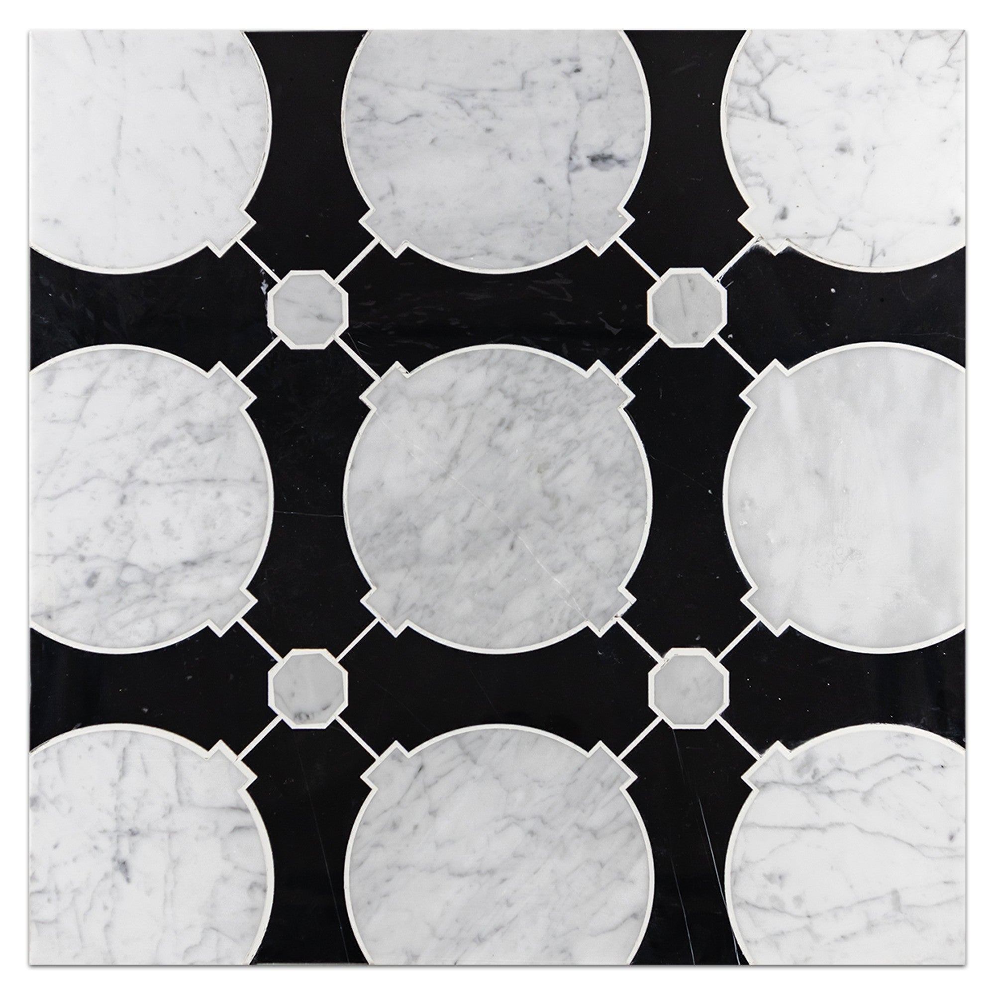 Elon Tile Bianco Carrara Waterjet tile pattern swatch — available at Surface Group