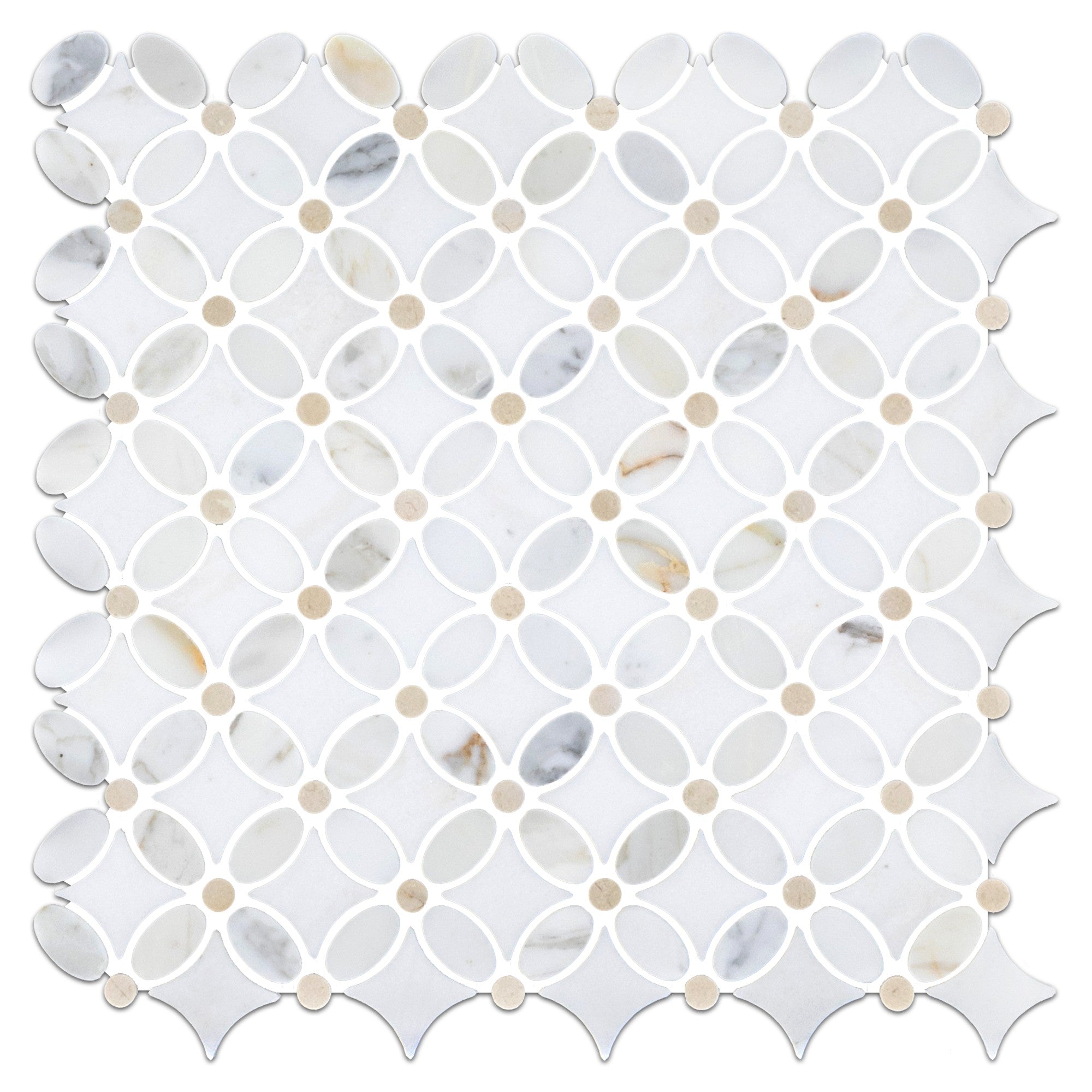Elon Tile Calacatta Gold Mosaic tile — available at Surface Group
