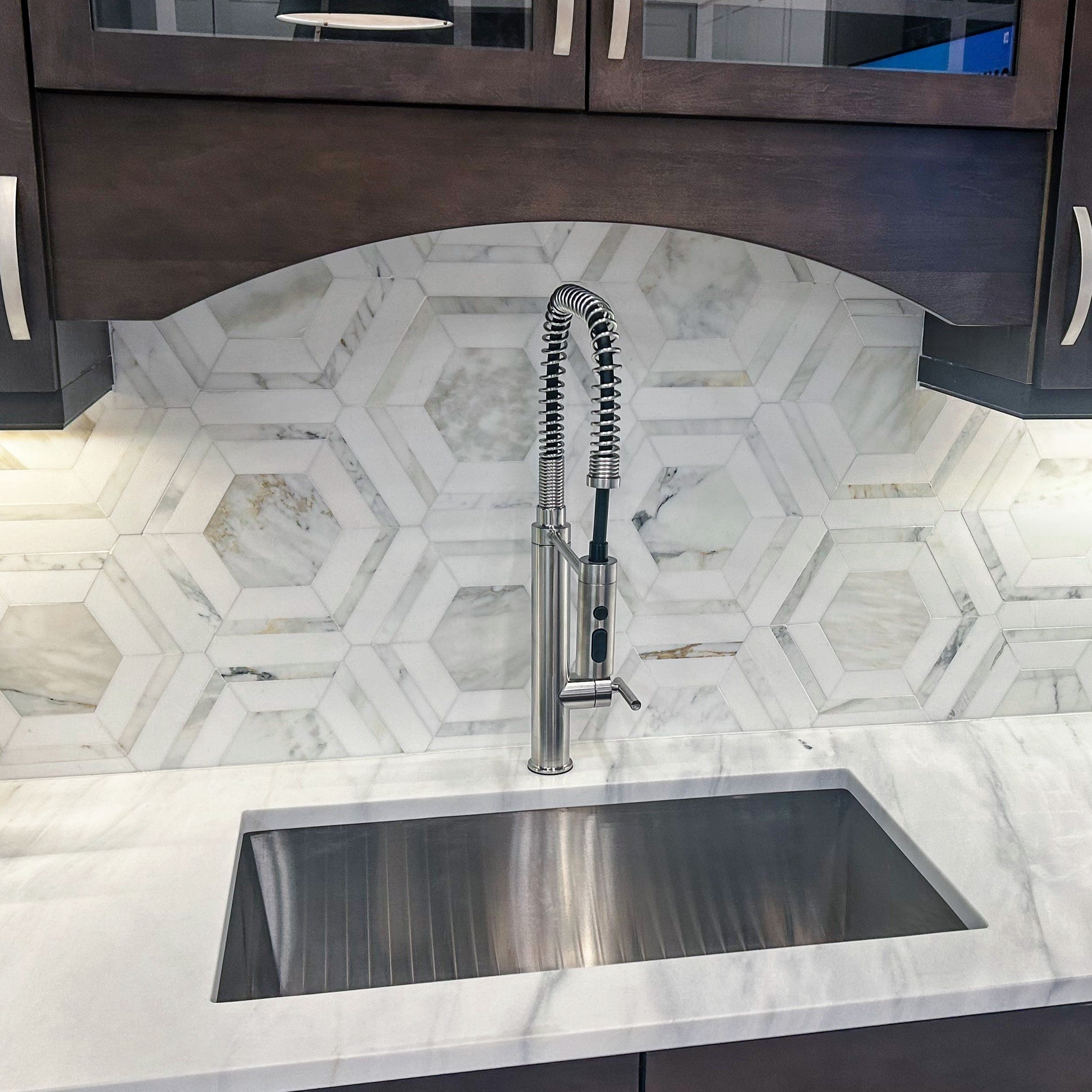 Elon Tile Honeycomb tile in a room setting — available at Surface Group