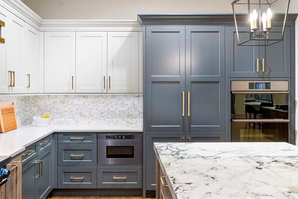 Elon Tile Calacatta Gold Mosaic tile in a room setting — available at Surface Group