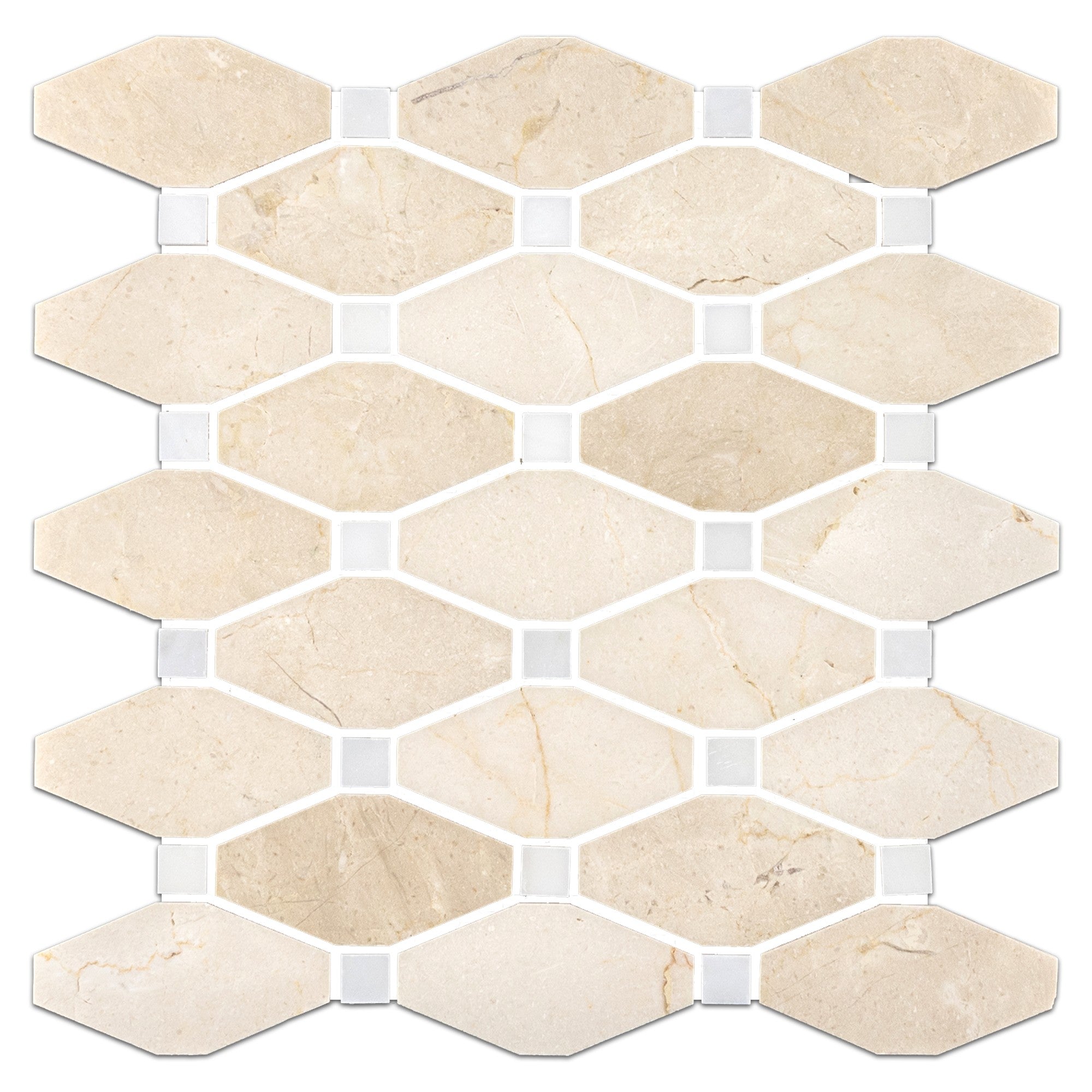 Elon Tile Crema Marfil Mosaic tile — available at Surface Group