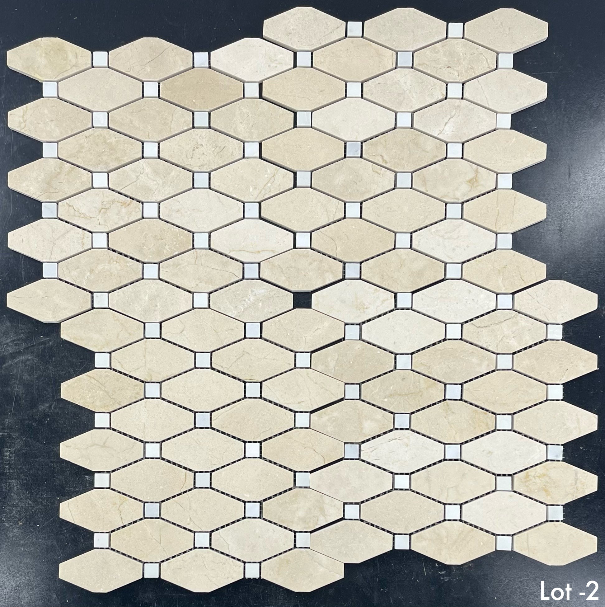 Elon Tile Crema Marfil Mosaic tile pattern swatch — available at Surface Group