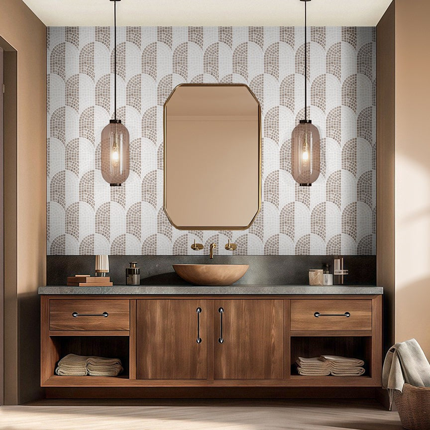 Elon Tile Dolomite Mosaic tile in a room setting — available at Surface Group