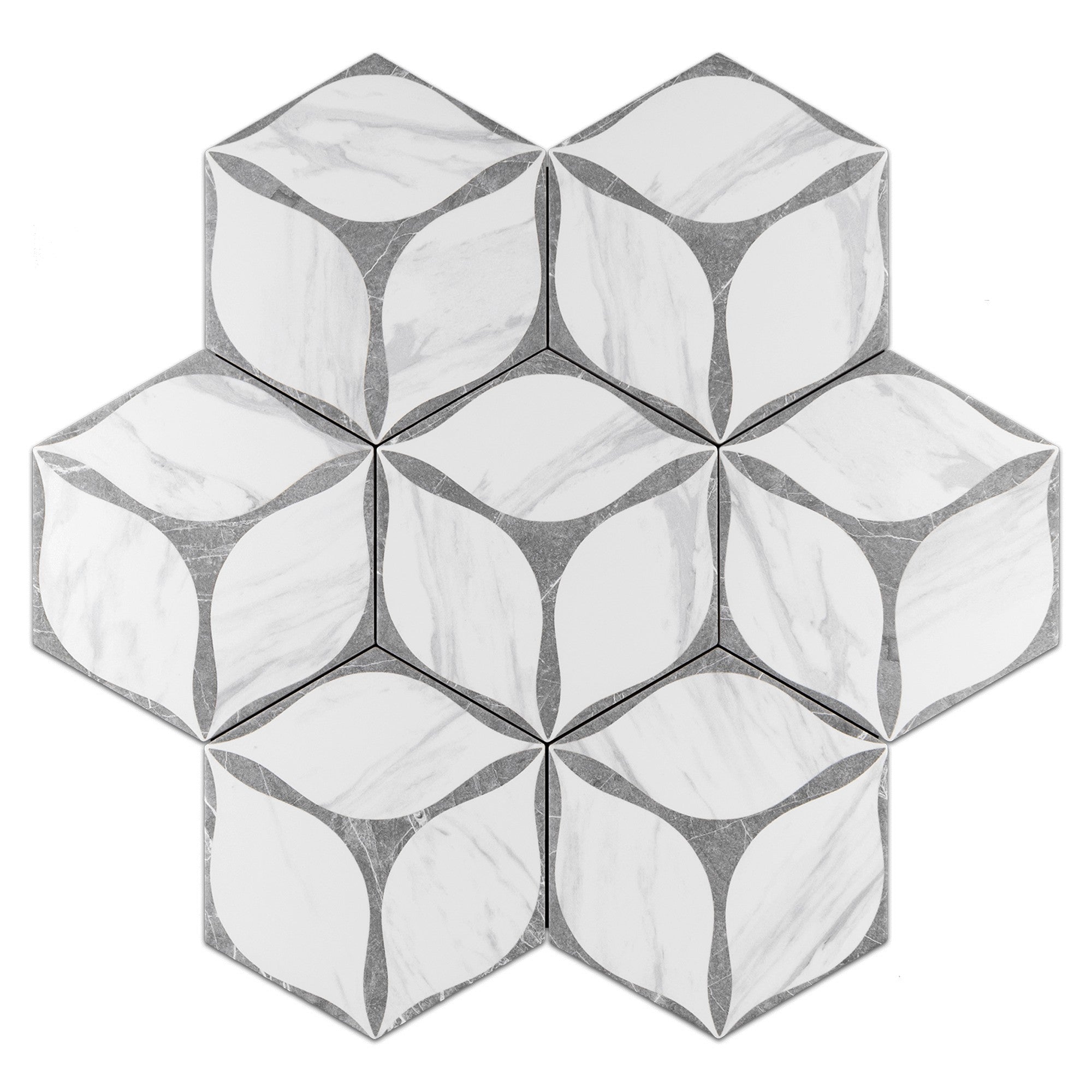 Elon Tile Hexagon Porcelain tile pattern swatch — available at Surface Group