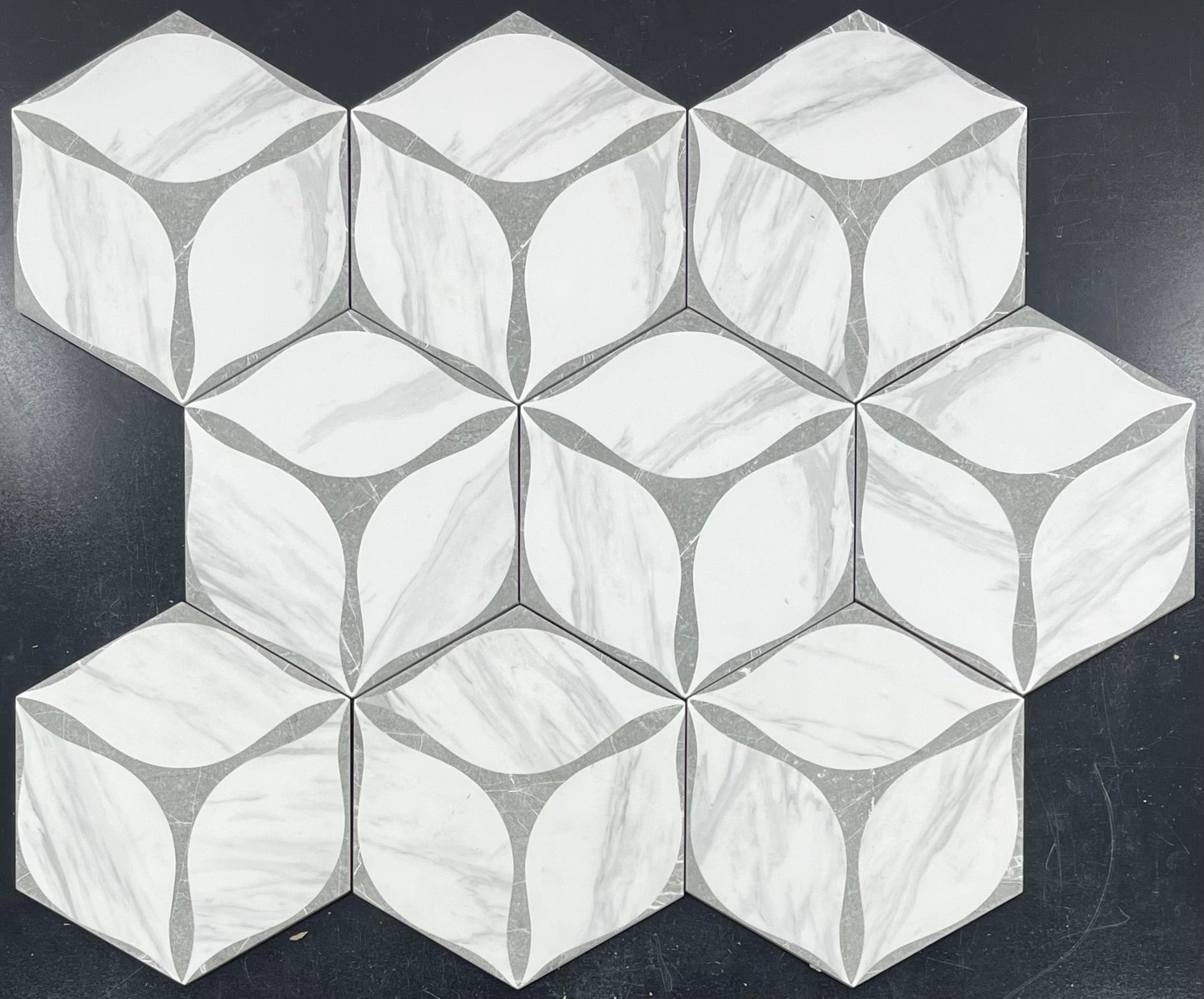 Elon Tile Hexagon Porcelain tile pattern swatch — available at Surface Group