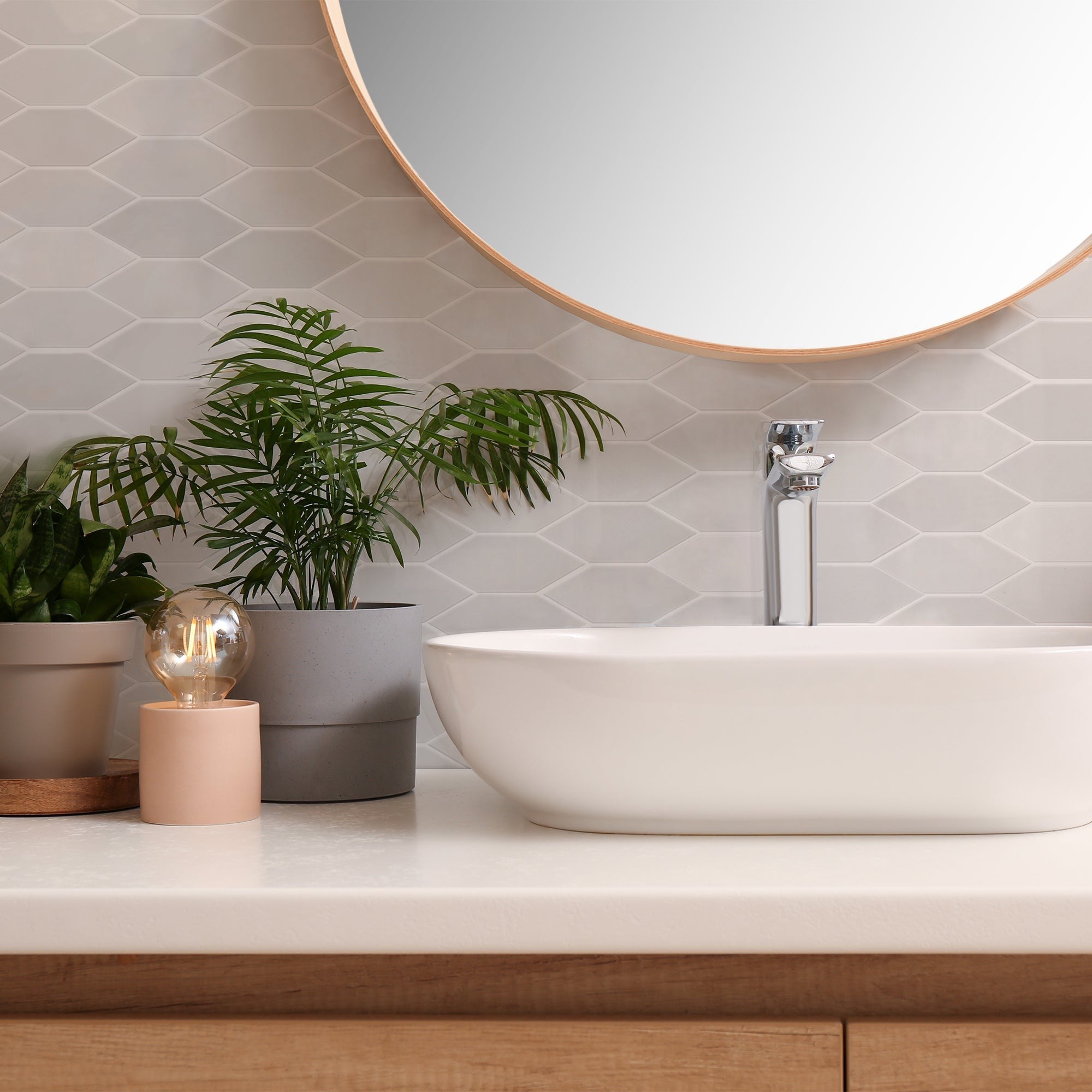 Elon Tile Lagos Grey tile in a room setting — available at Surface Group