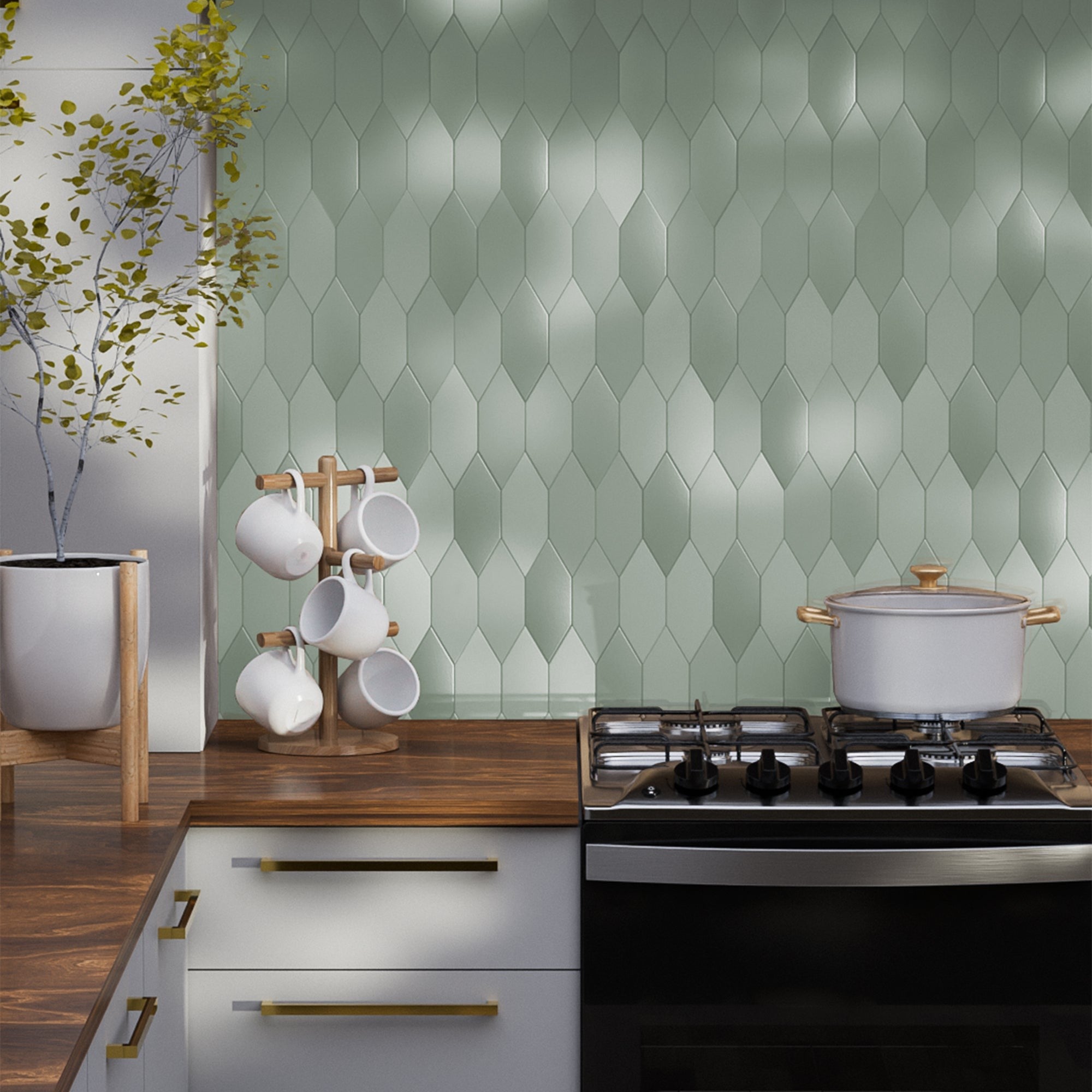 Elon Tile Lagos Jade tile in a room setting — available at Surface Group