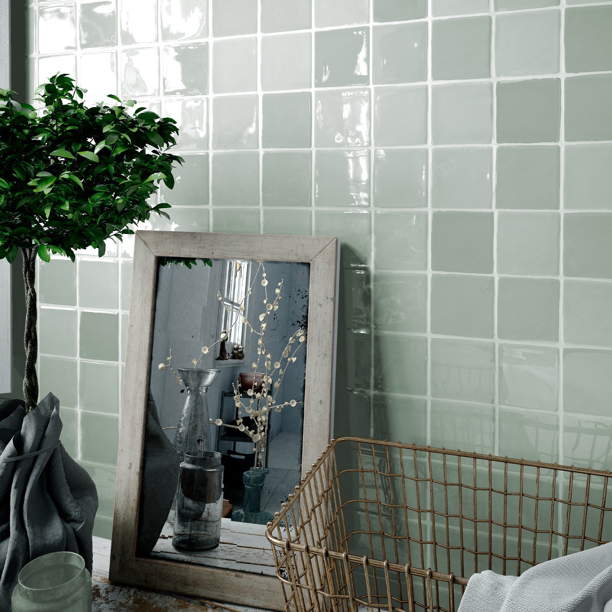 Elon Tile Lagos Jade tile in a room setting — available at Surface Group