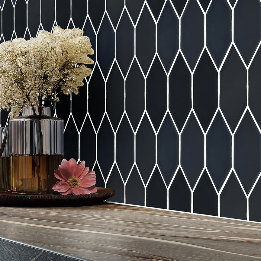 Elon Tile Lagos Midnight Blue tile in a room setting — available at Surface Group