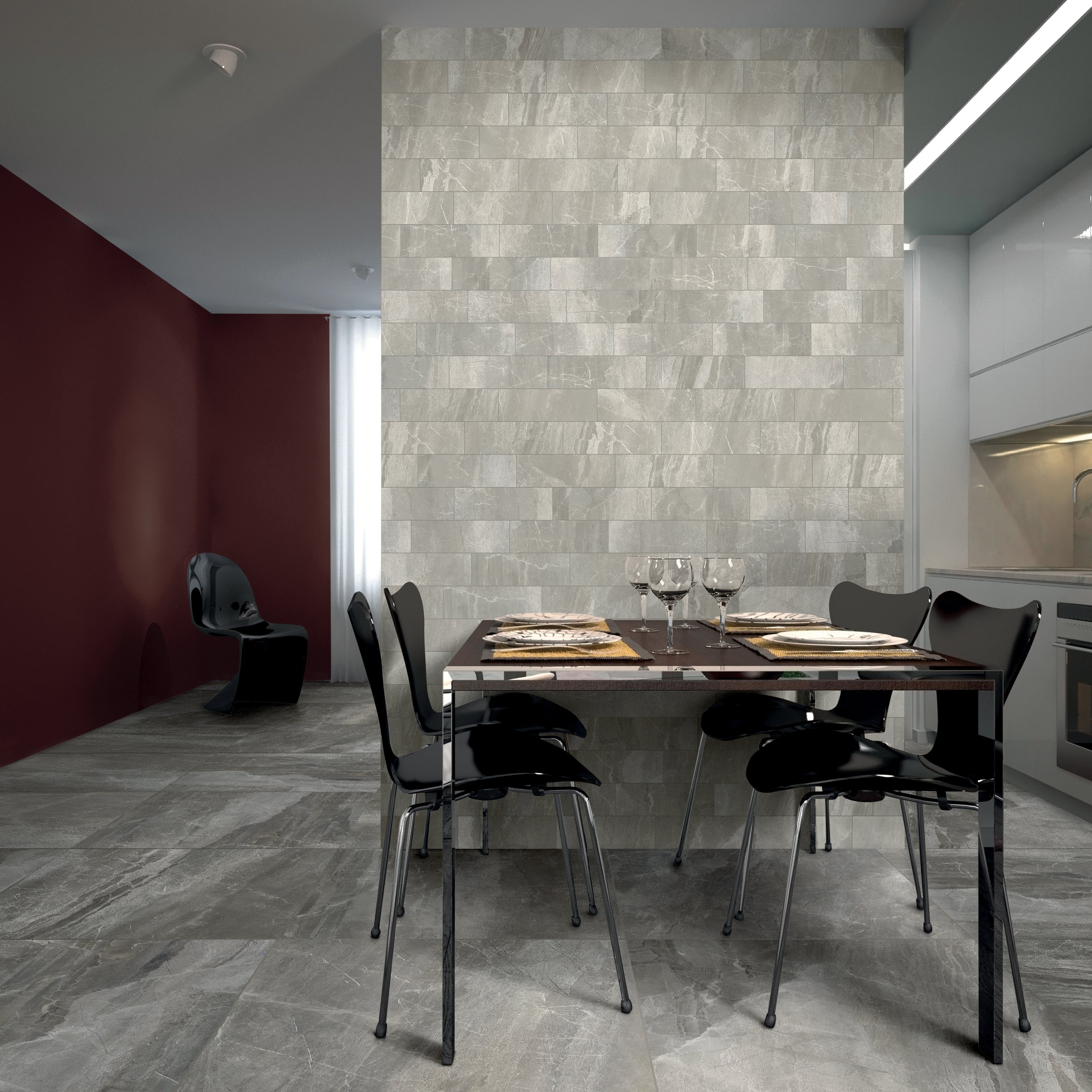 Elon Tile Nuance Anthracite tile in a room setting — available at Surface Group