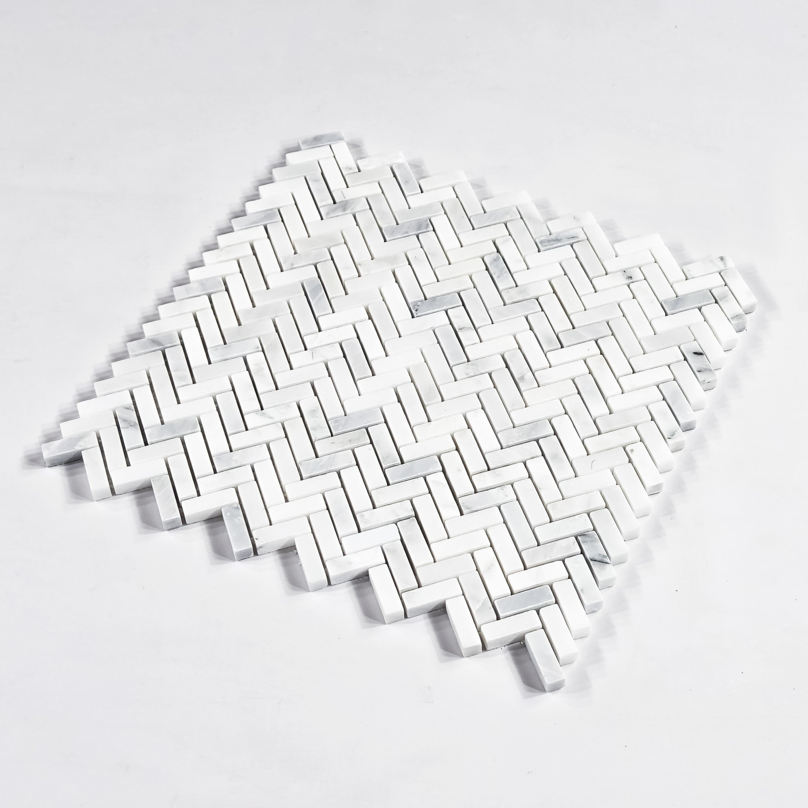 Elon Tile Pearl White Mosaic tile close-up view — available at Surface Group