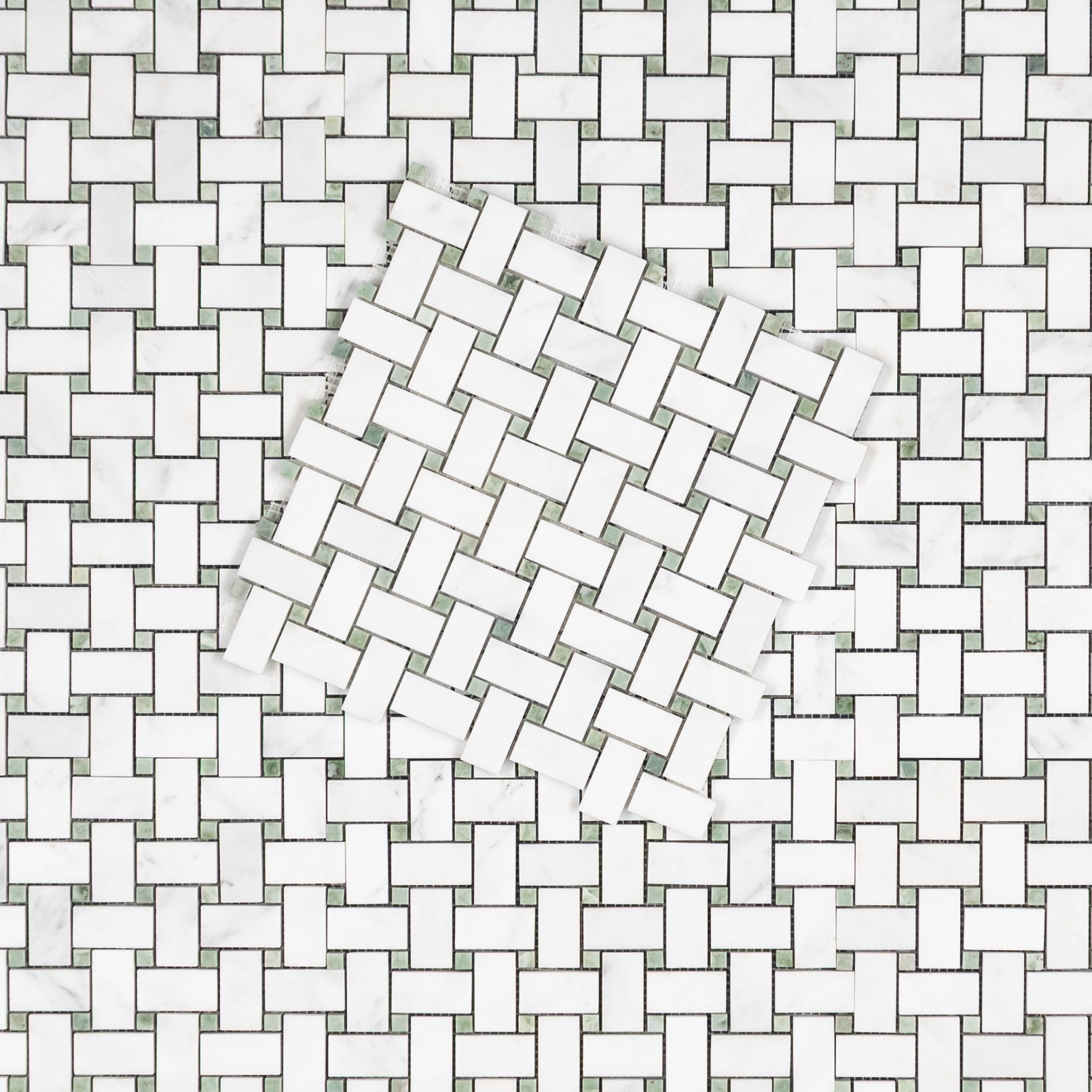 Elon Tile Pearl White Mosaic tile pattern swatch — available at Surface Group