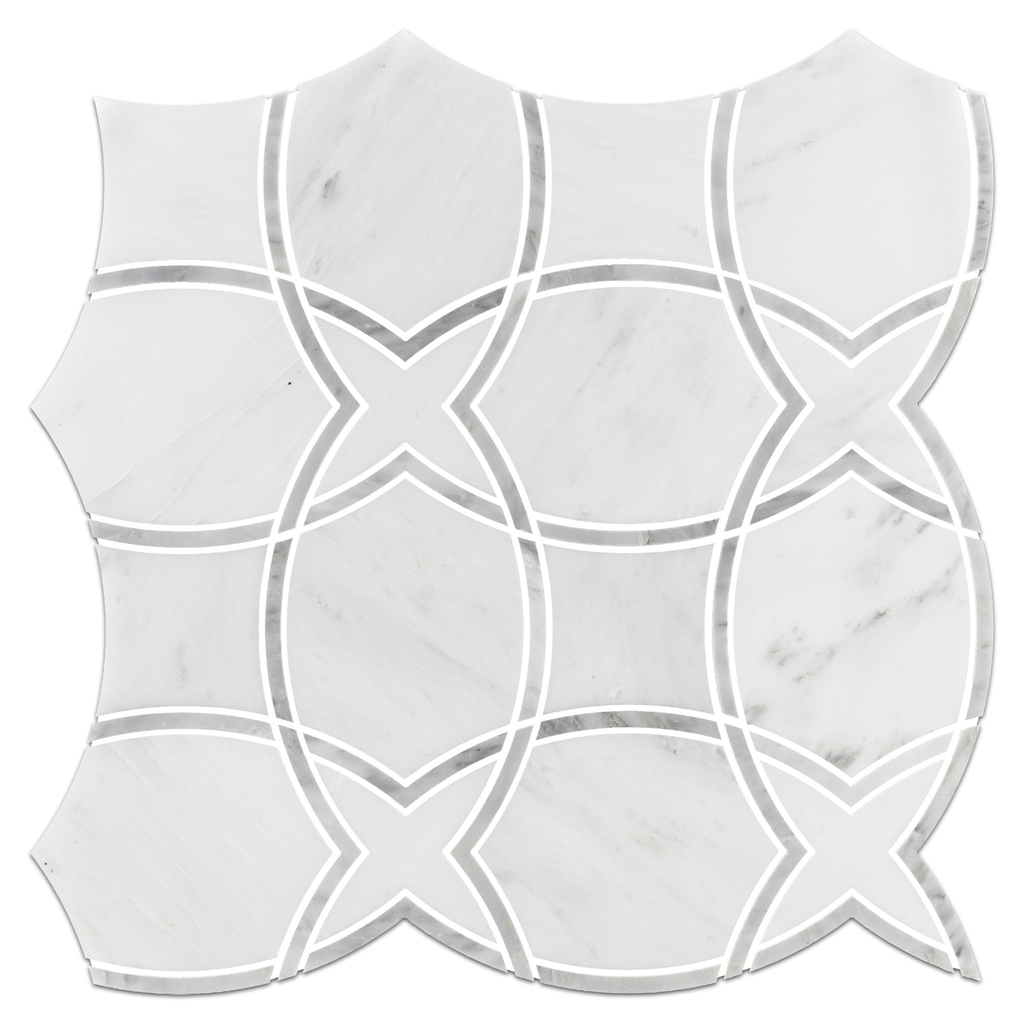 Elon Tile Pearl White Waterjet tile — available at Surface Group