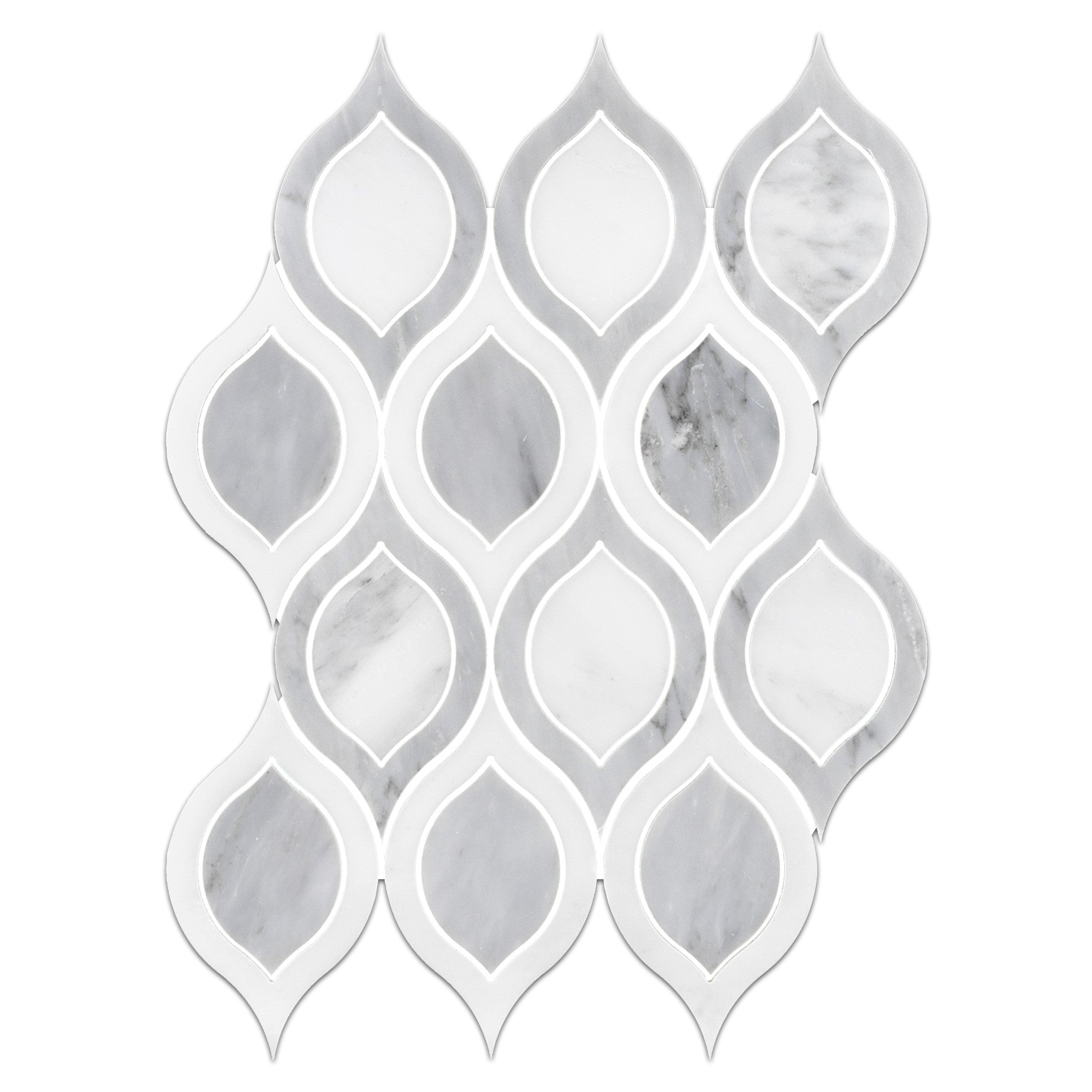 Elon Tile Pearl White Waterjet tile — available at Surface Group