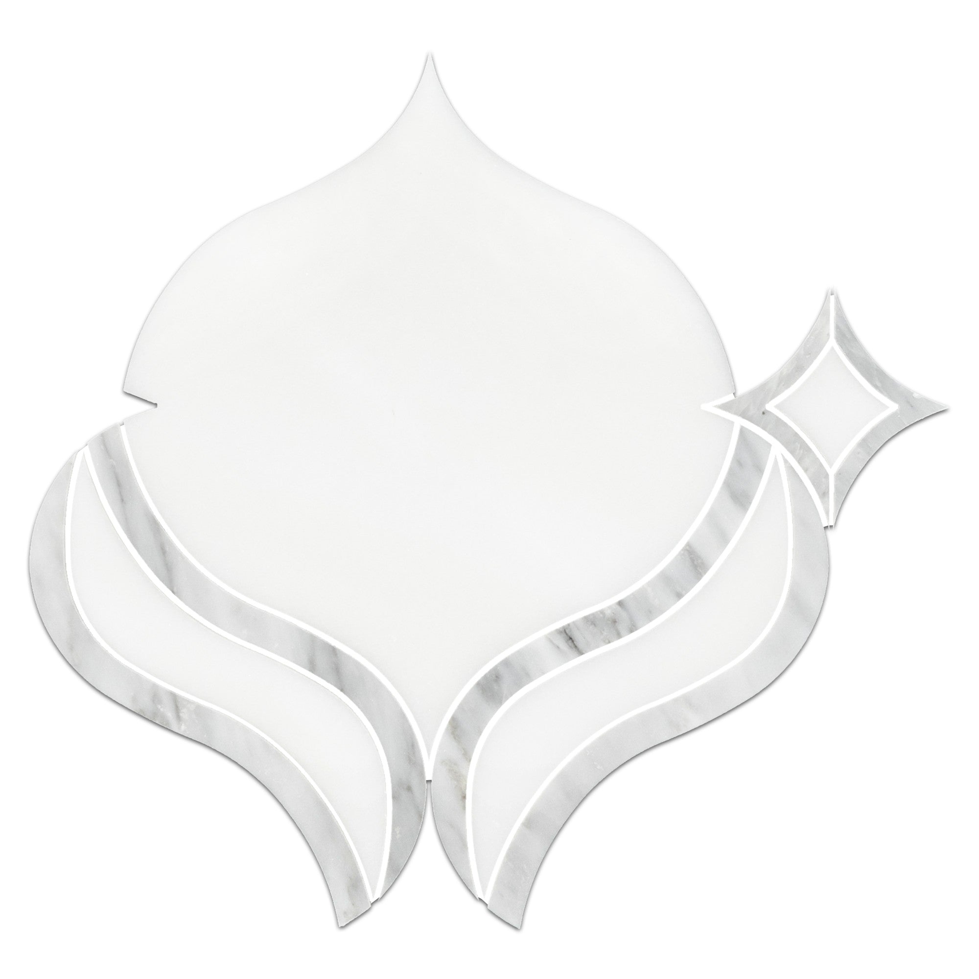 Elon Tile Pearl White Waterjet tile — available at Surface Group