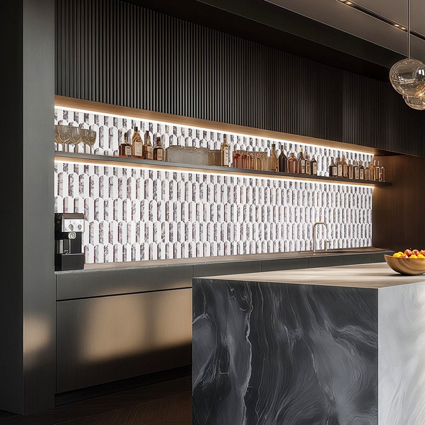 Elon Tile Wave tile in a room setting — available at Surface Group