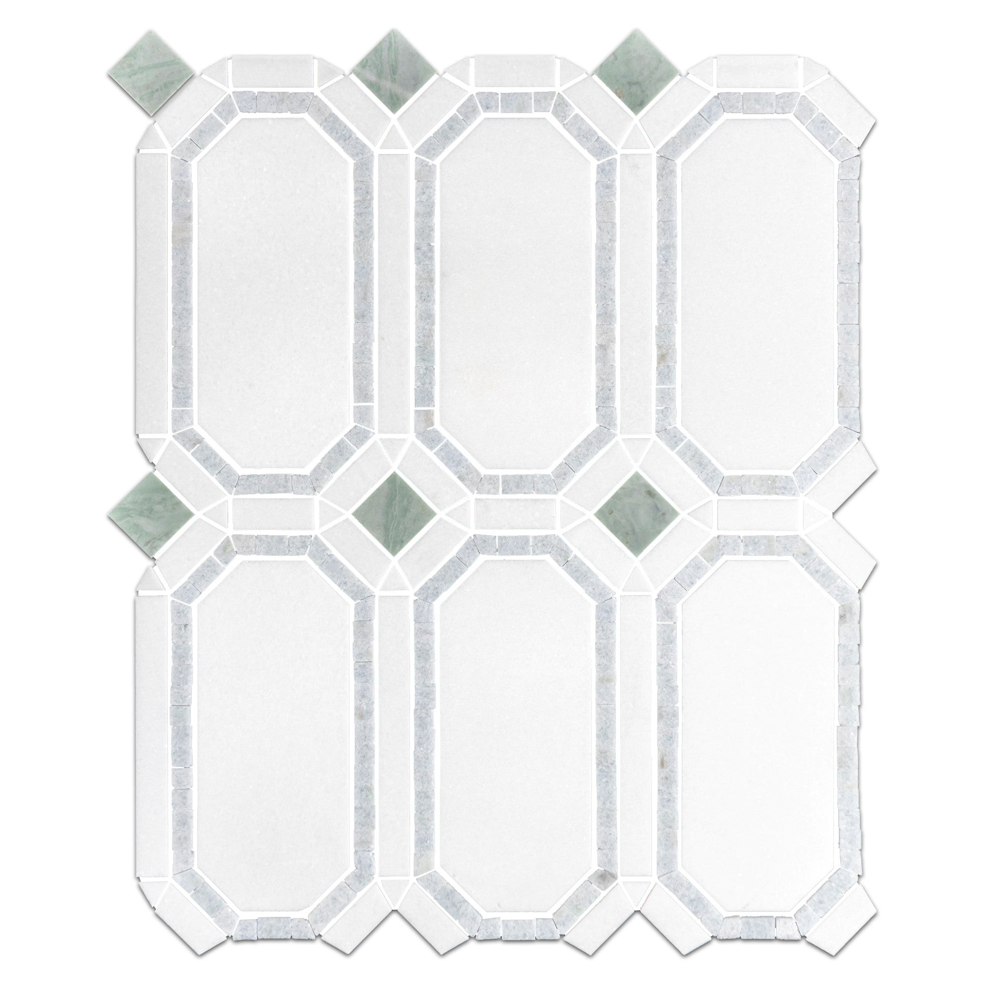 Elon Tile White Thassos Mosaic tile — available at Surface Group
