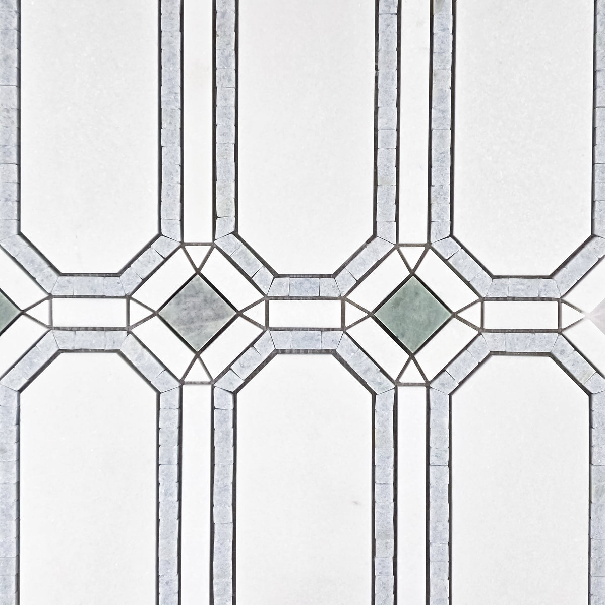 Elon Tile White Thassos Mosaic tile pattern swatch — available at Surface Group