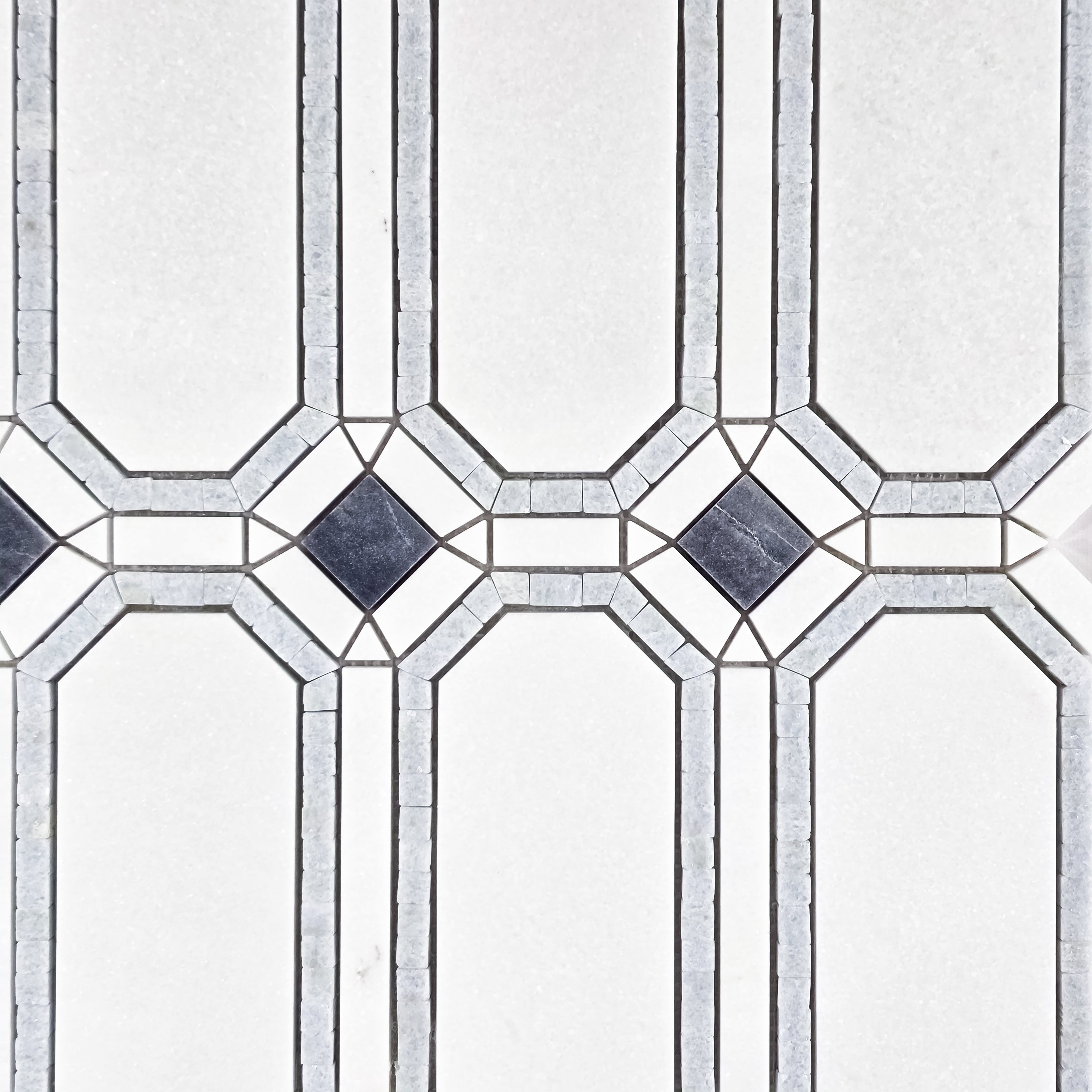Elon Tile White Thassos Mosaic tile pattern swatch — available at Surface Group