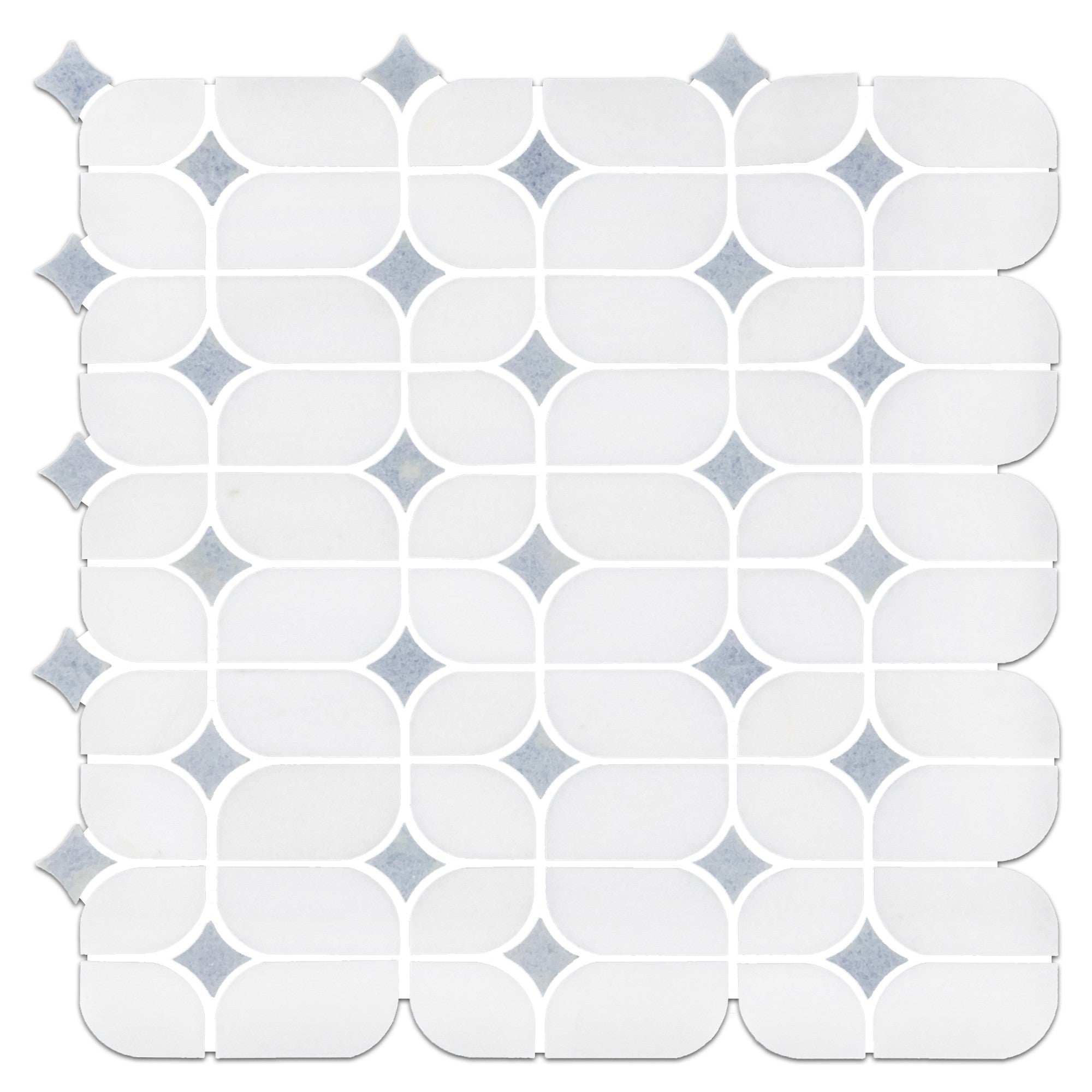 Elon Tile White Thassos Mosaic tile — available at Surface Group