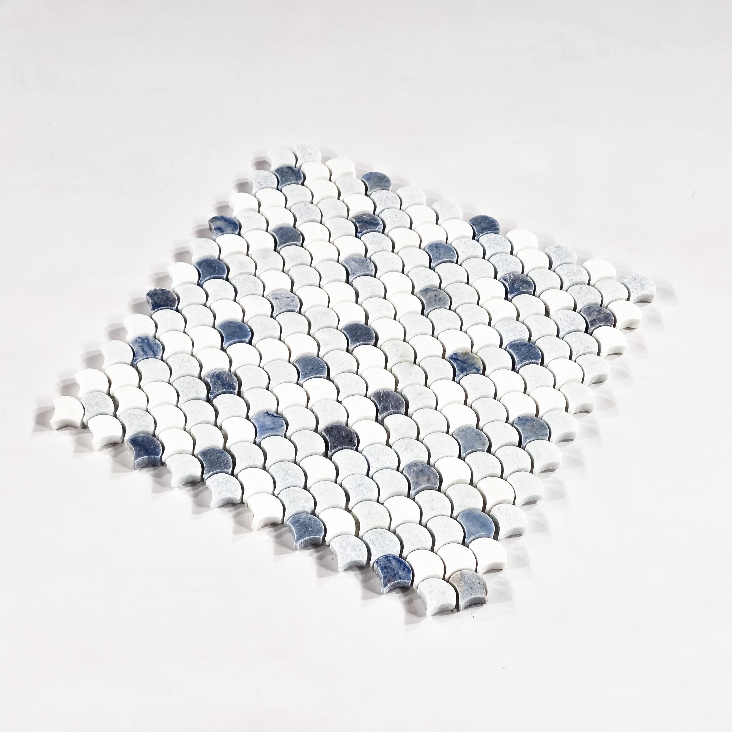 Elon Tile White Thassos Mosaic tile close-up view — available at Surface Group