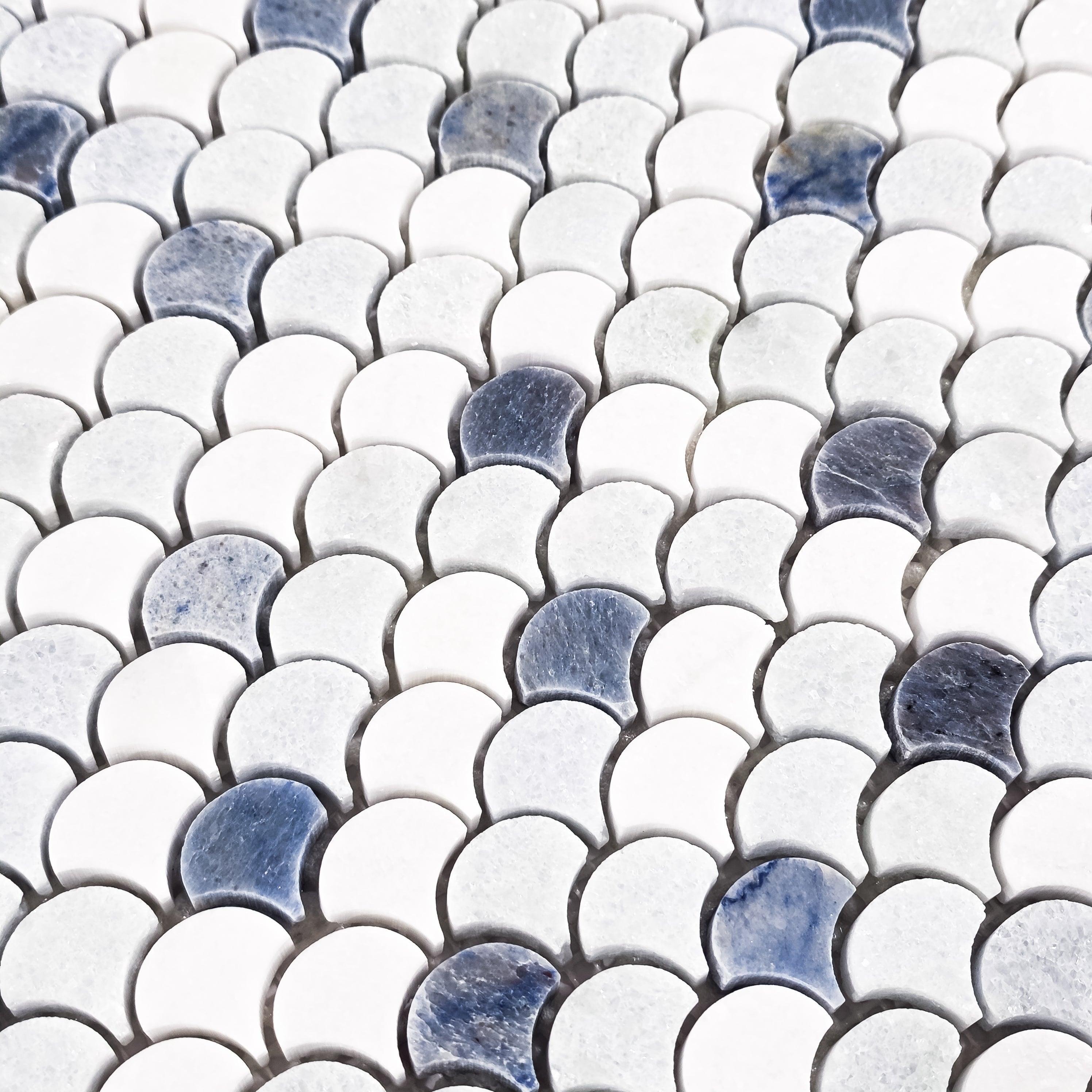Elon Tile White Thassos Mosaic tile arrangement — available at Surface Group