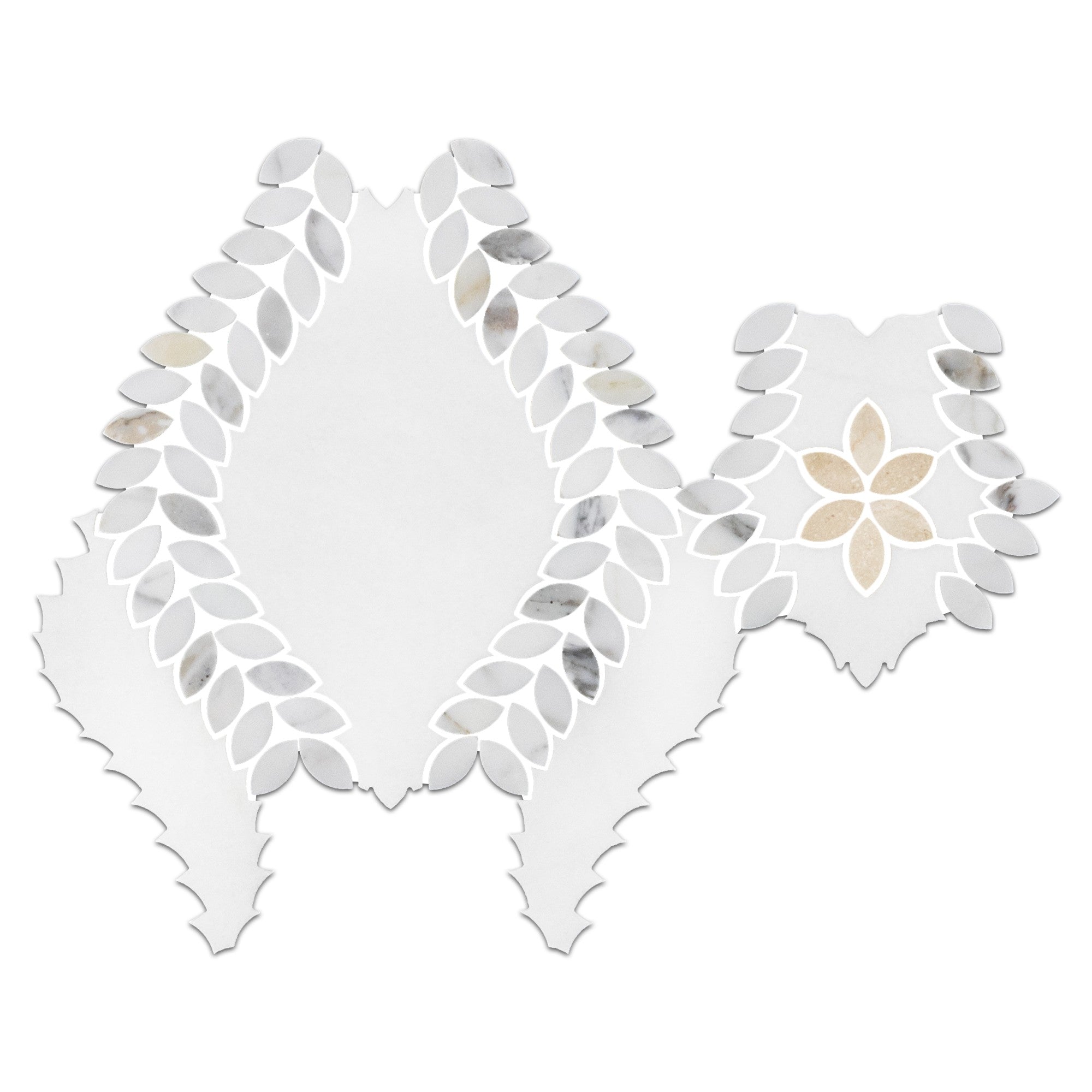 Elon Tile White Thassos Waterjet tile — available at Surface Group