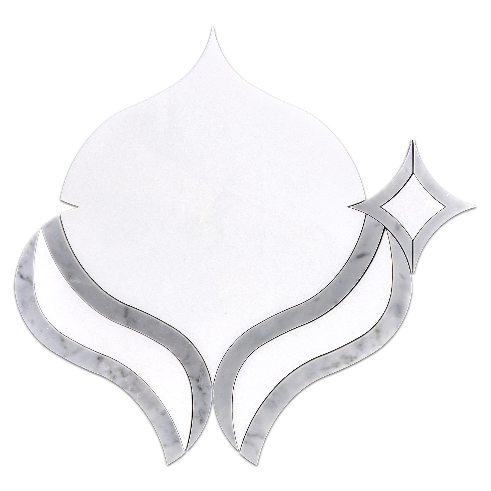 Elon Tile White Thassos Waterjet tile — available at Surface Group
