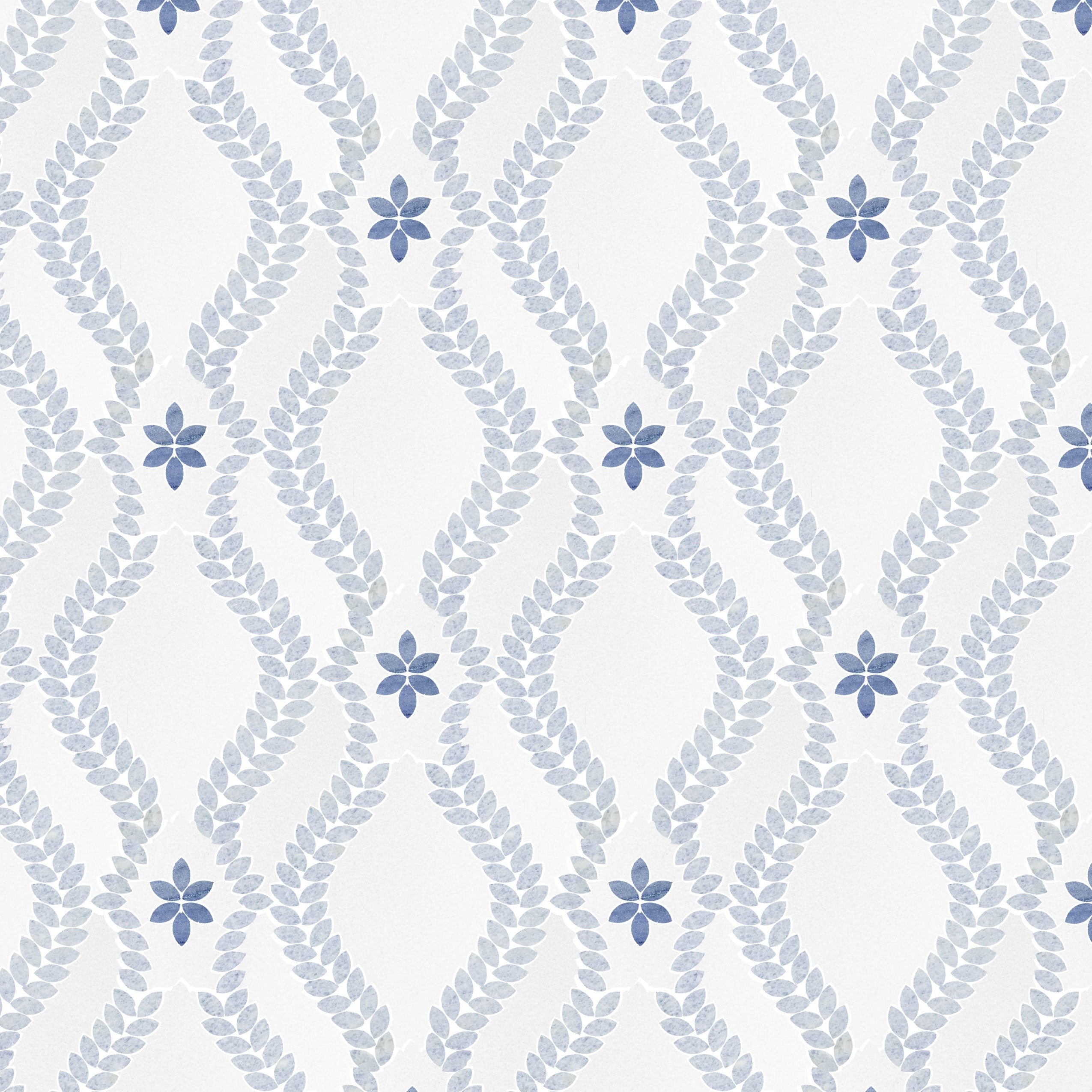 Elon Tile White Thassos Waterjet tile pattern swatch — available at Surface Group