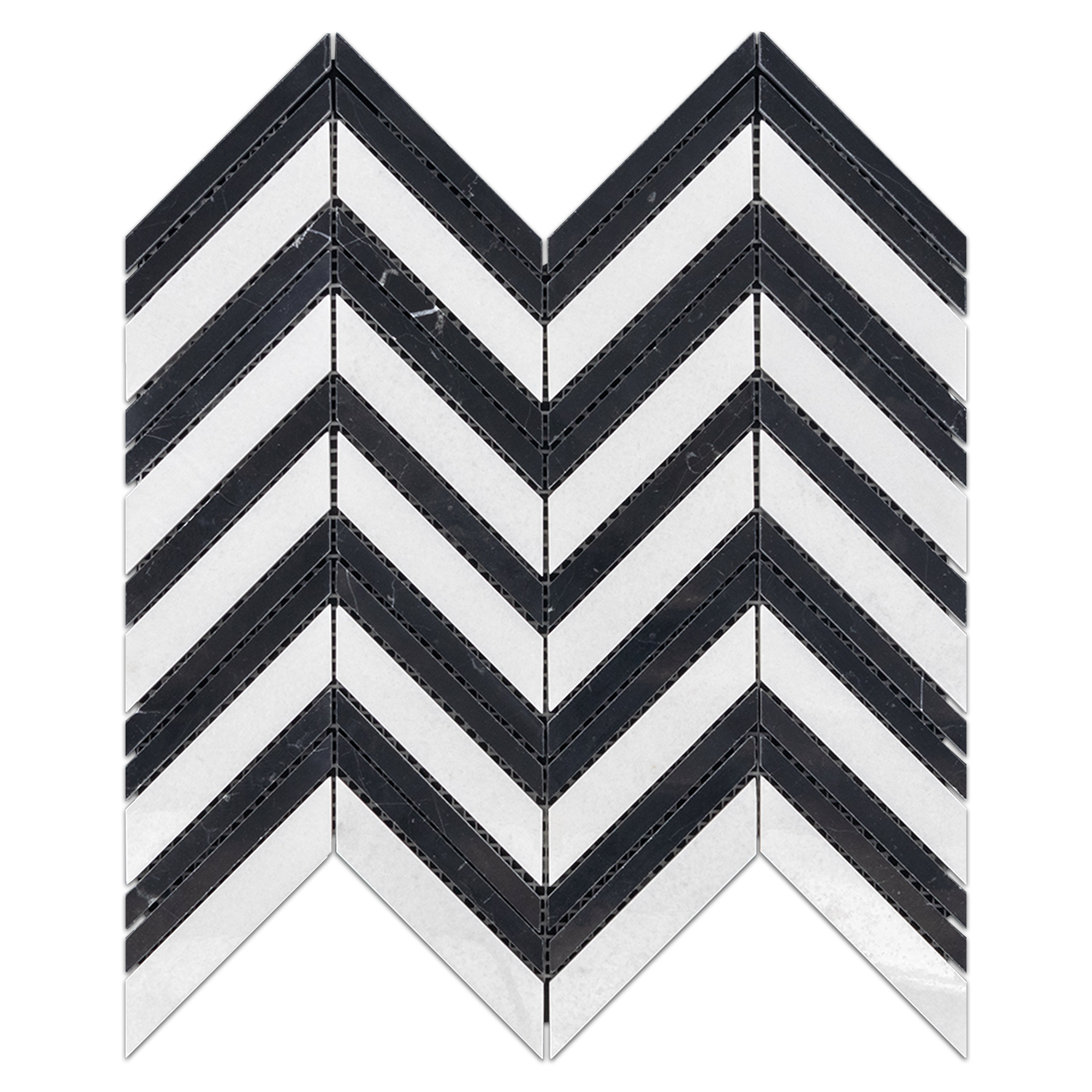 Elon White Thassos Black Marble Bordered Chevron Field Mosaic 11x11_375x0_375 Polished AM1167P Surface Group International Product