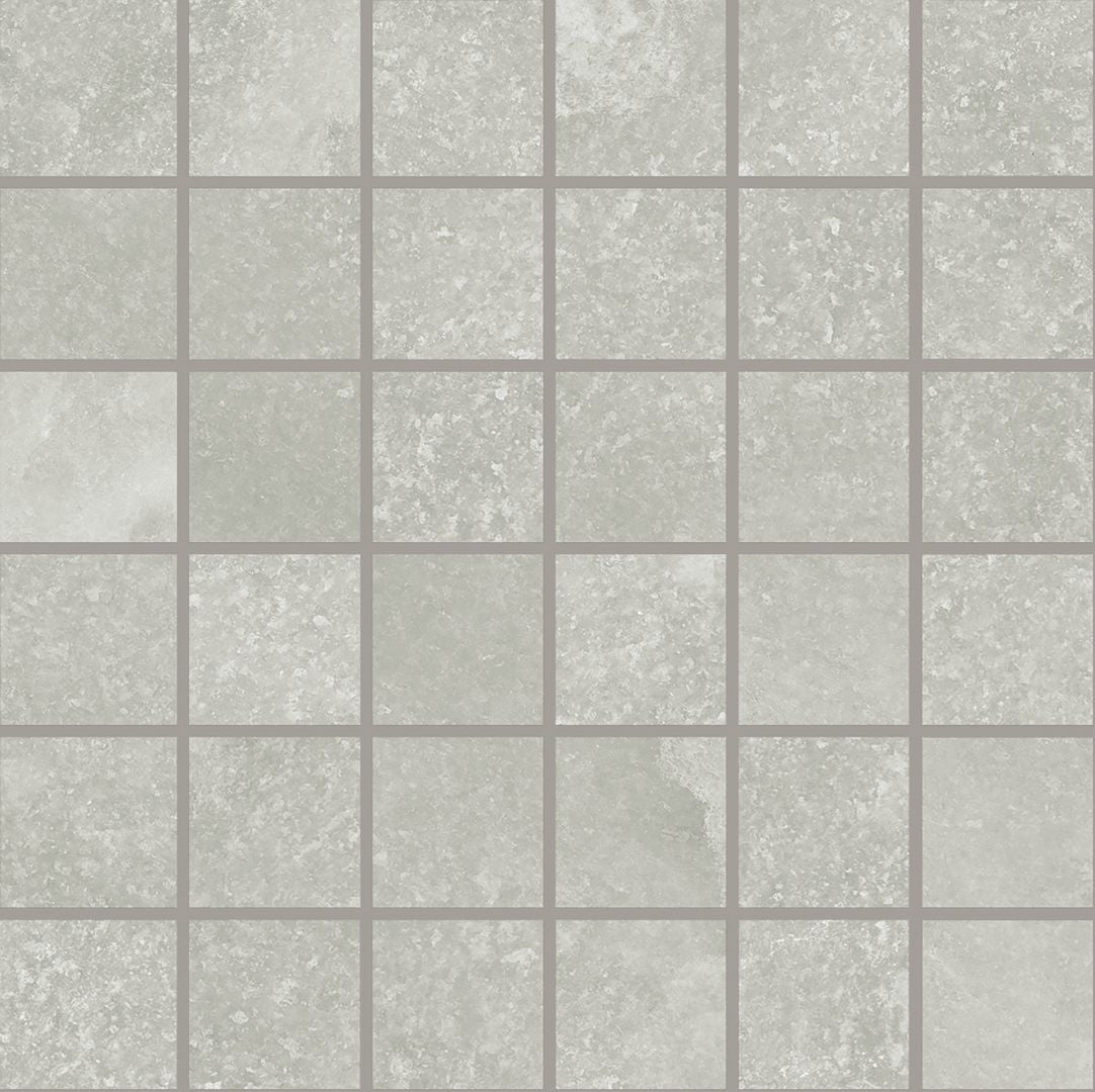 Salt Stone Grey Ash porcelain mosaic tile by Emil, 11 13/16"x11 13/16"x9.5-mm size. Premium Italian porcelain for floors and walls.