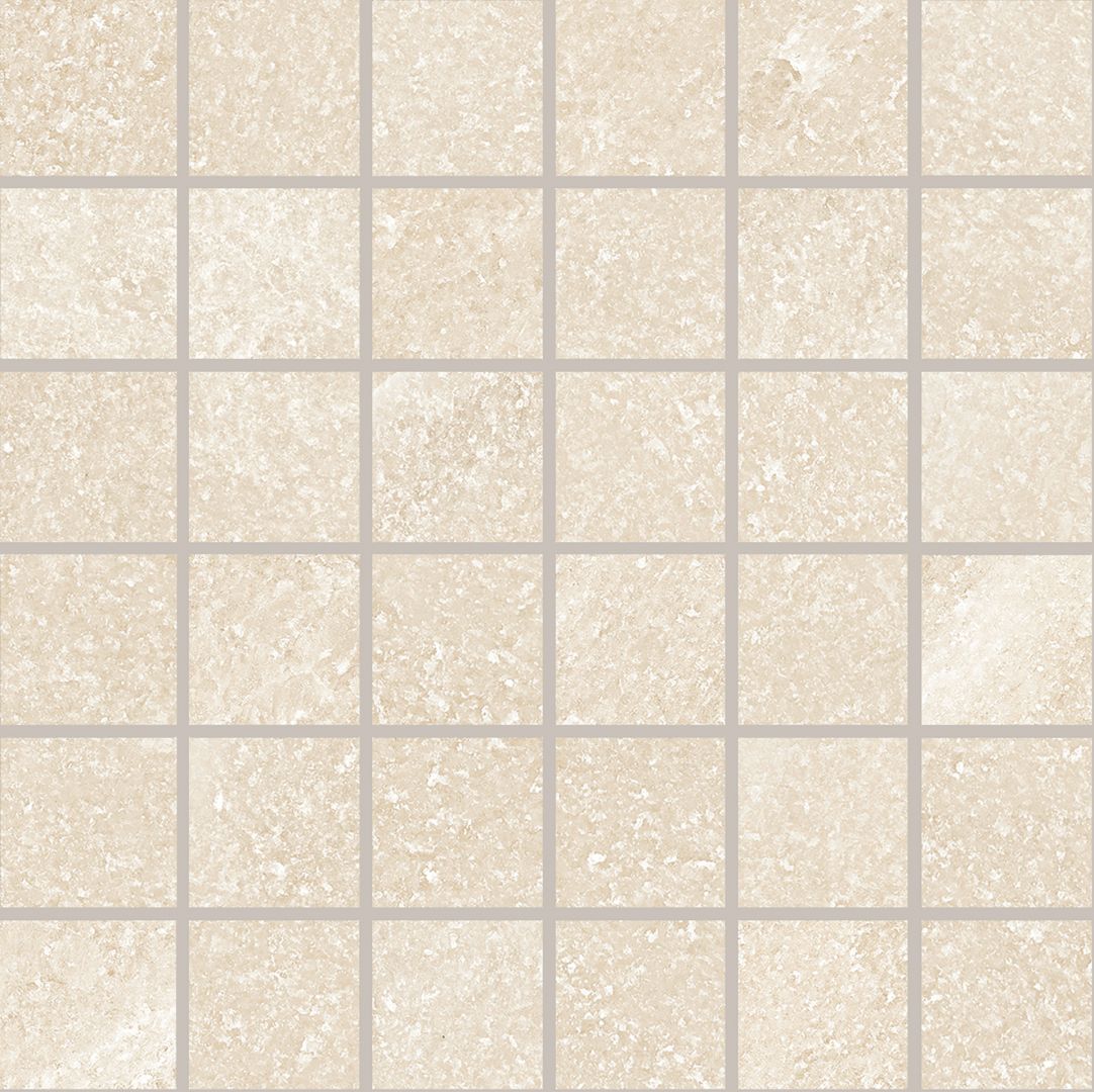 Salt Stone Sand Dust porcelain mosaic tile by Emil, 11 13/16"x11 13/16"x9.5-mm size. Premium Italian porcelain for floors and walls.