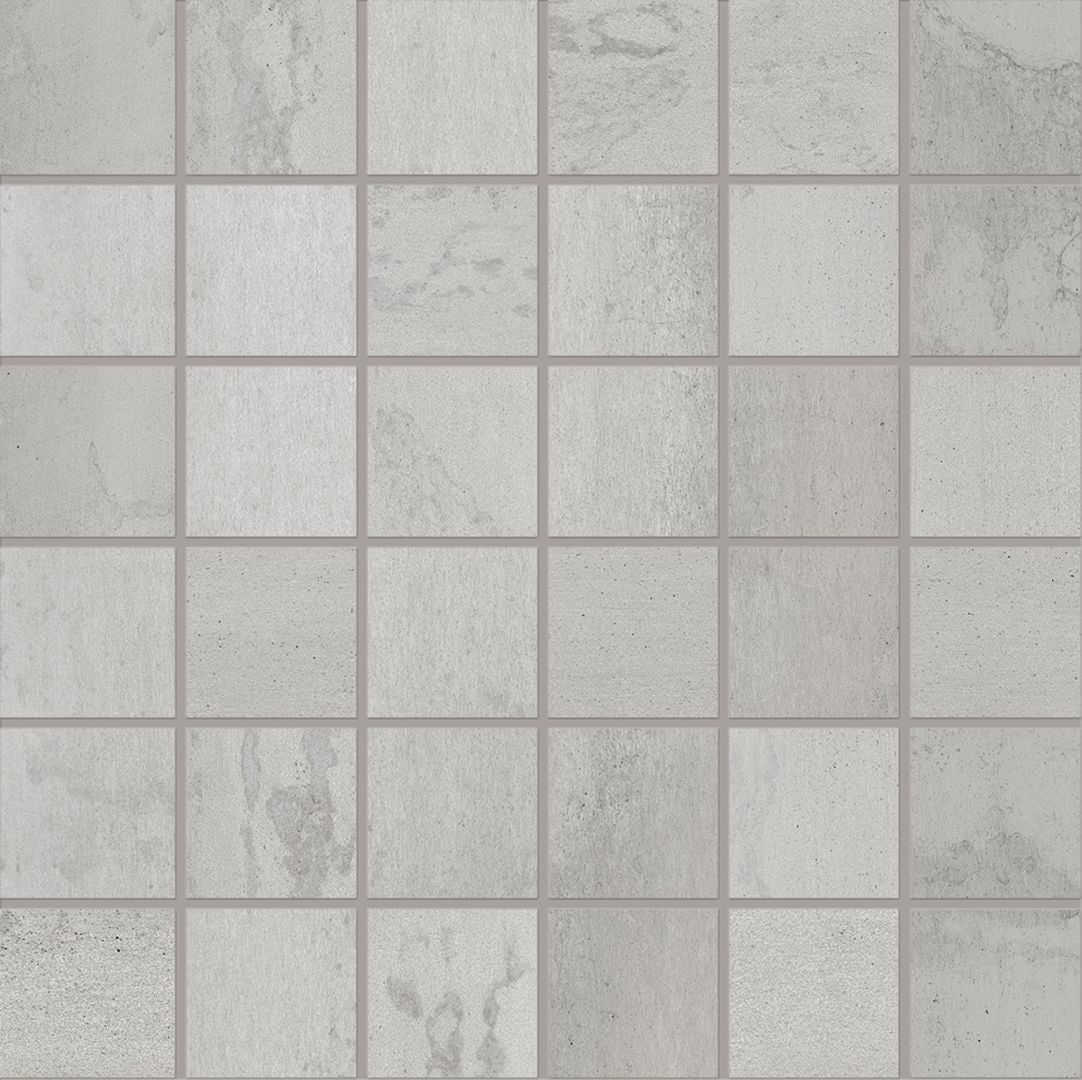Metallica STEEL porcelain mosaic tile by Emil, naturale finish, 12"x12" size. Premium Italian porcelain for floors and walls.