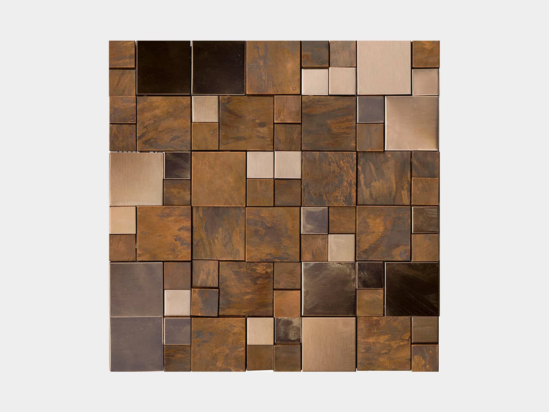 Metal Bronze Mini 3D Cubes Mosaic (12x12x8-mm | matt-gloss)