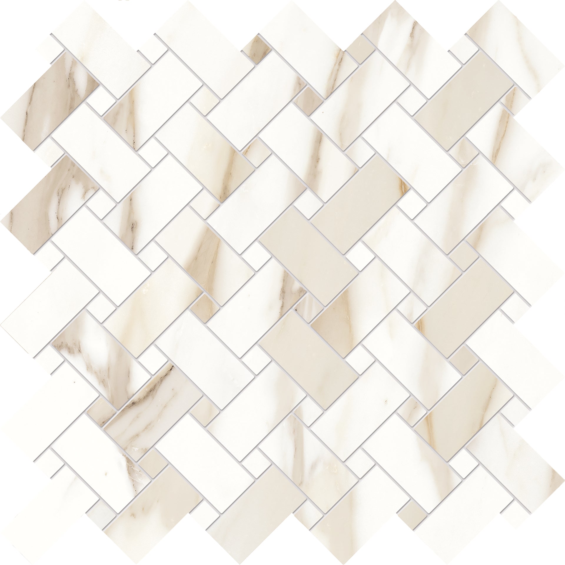 Tele Di Marmo Reloaded Calacatta Gold Canova porcelain decorative accent tile by Emil, full lappato finish, 11 13/16"x11 13/16"x6.5-mm size. Premium Italian porcelain for floors and walls.