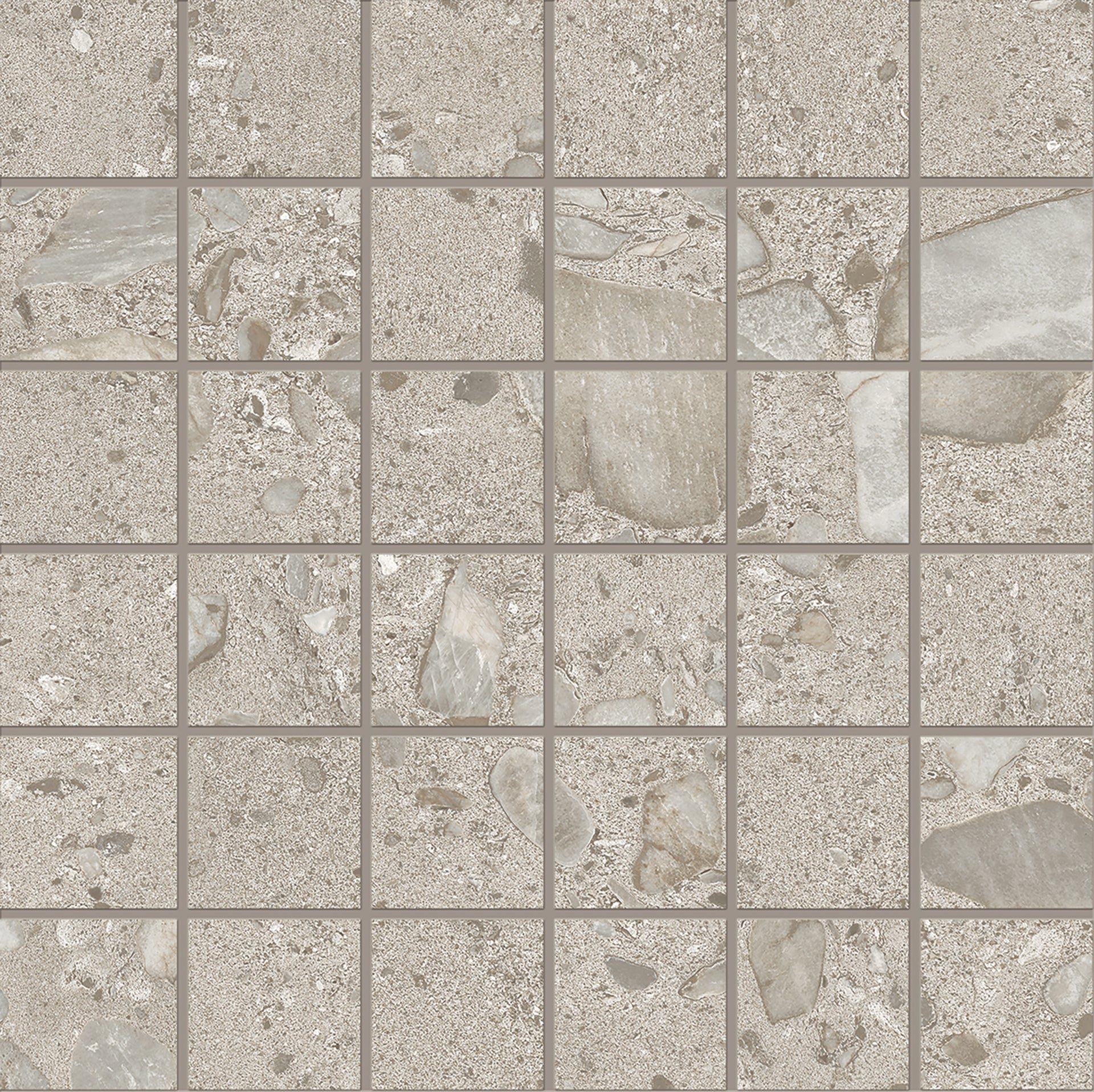GemmaStone Basalto porcelain mosaic tile by Emil, silktech finish, 11 13/16"x11 13/16"x9-mm size. Premium Italian porcelain for floors and walls.