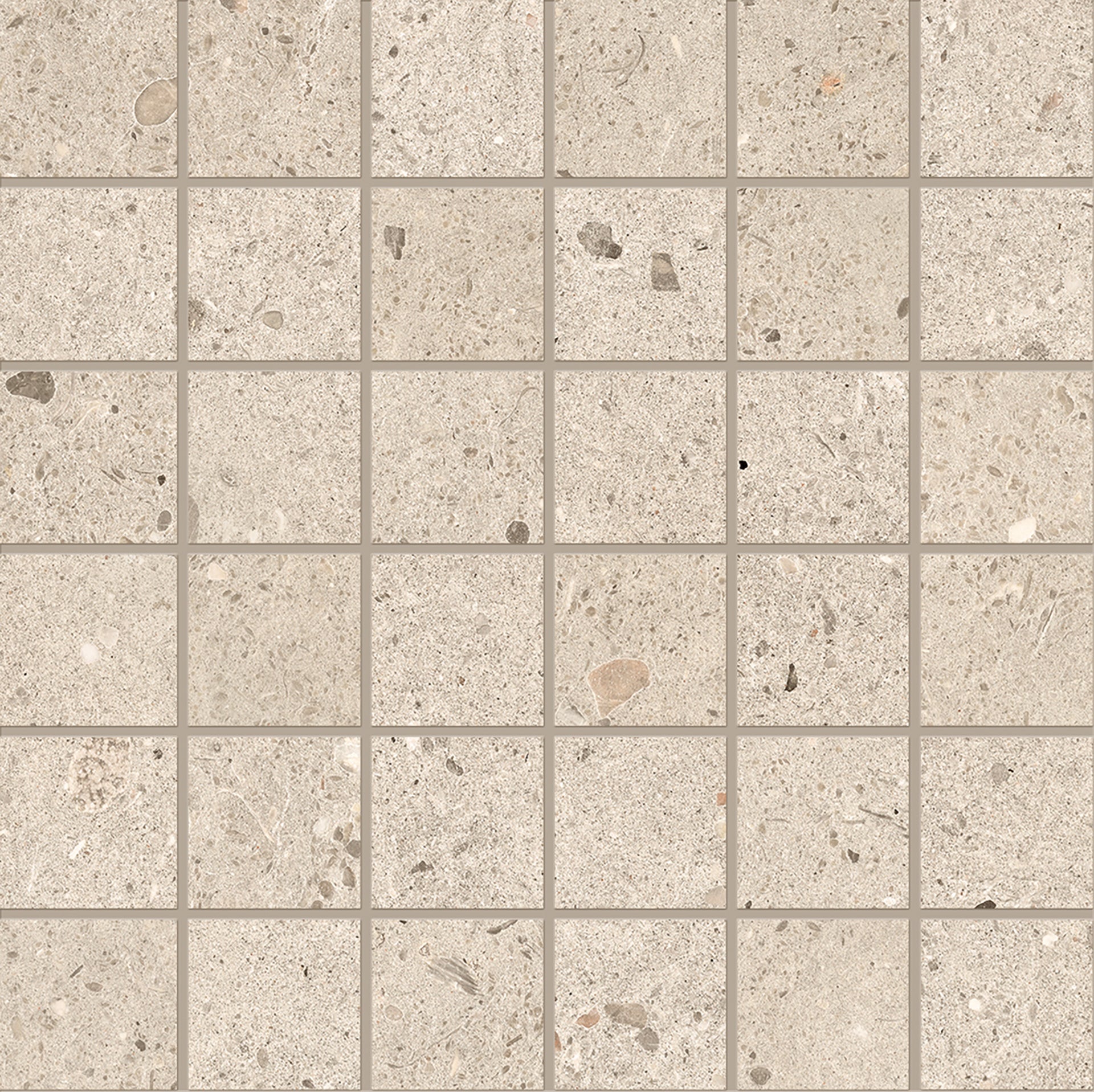 Ego Sabbia porcelain mosaic tile by Emil, 11 13/16"x11 13/16"x9.5-mm size. Premium Italian porcelain for floors and walls.