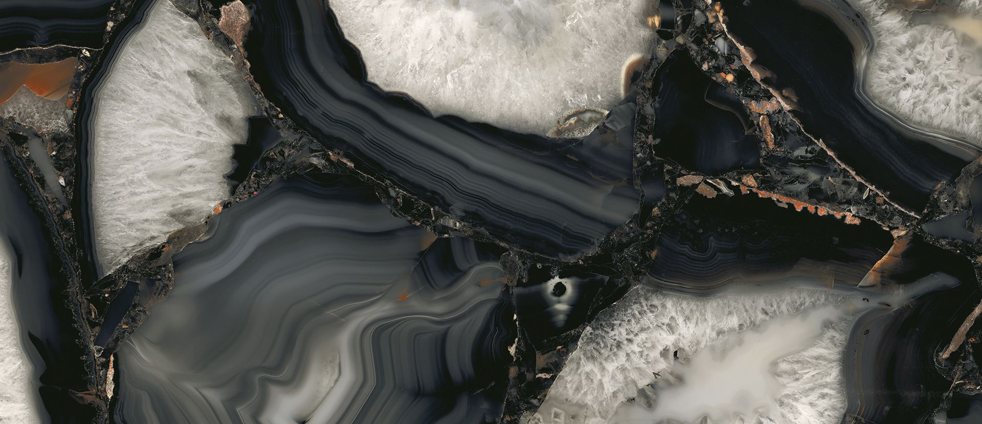 Tele di Marmo Precious AGATE BLACK porcelain field tile by Emil, silktech finish, 48"x48" size. Premium Italian porcelain for floors and walls.